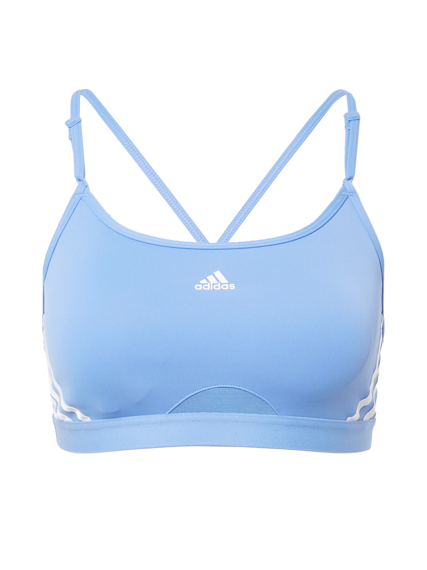 ADIDAS SPORTSWEAR Sutien sport 'Aeroreact Light-Support 3-Stripes' albastru deschis / alb - Pled.ro