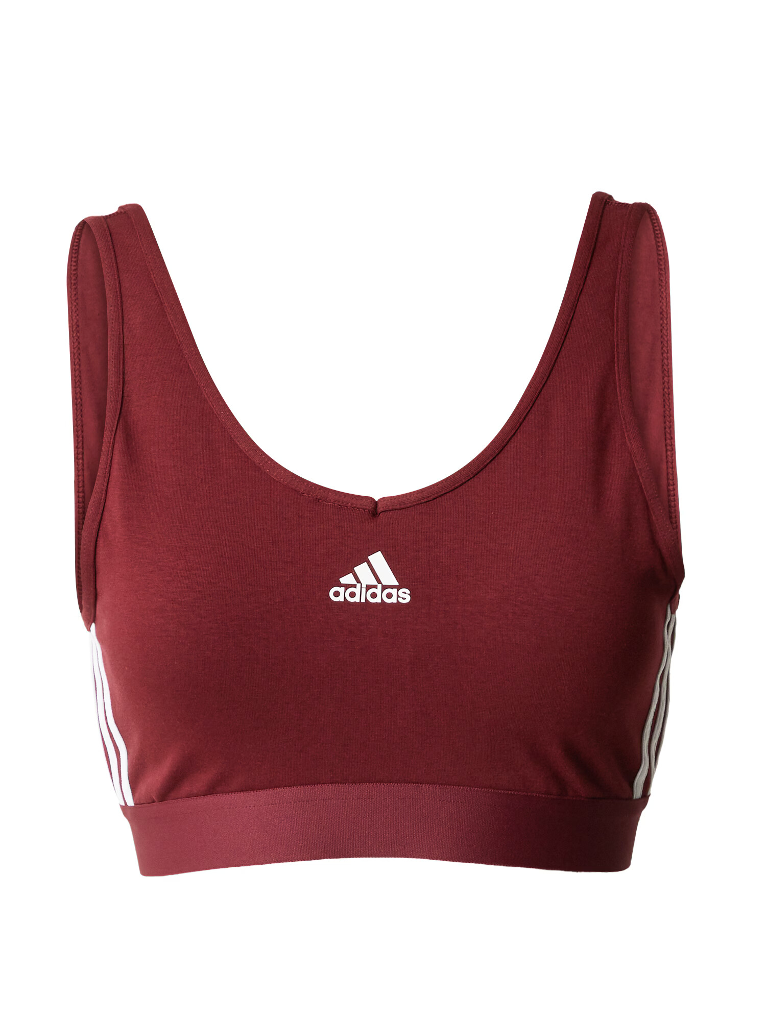 ADIDAS SPORTSWEAR Sutien sport 'Essentials 3-Stripes With Removable Pads' roșu vin / alb murdar - Pled.ro