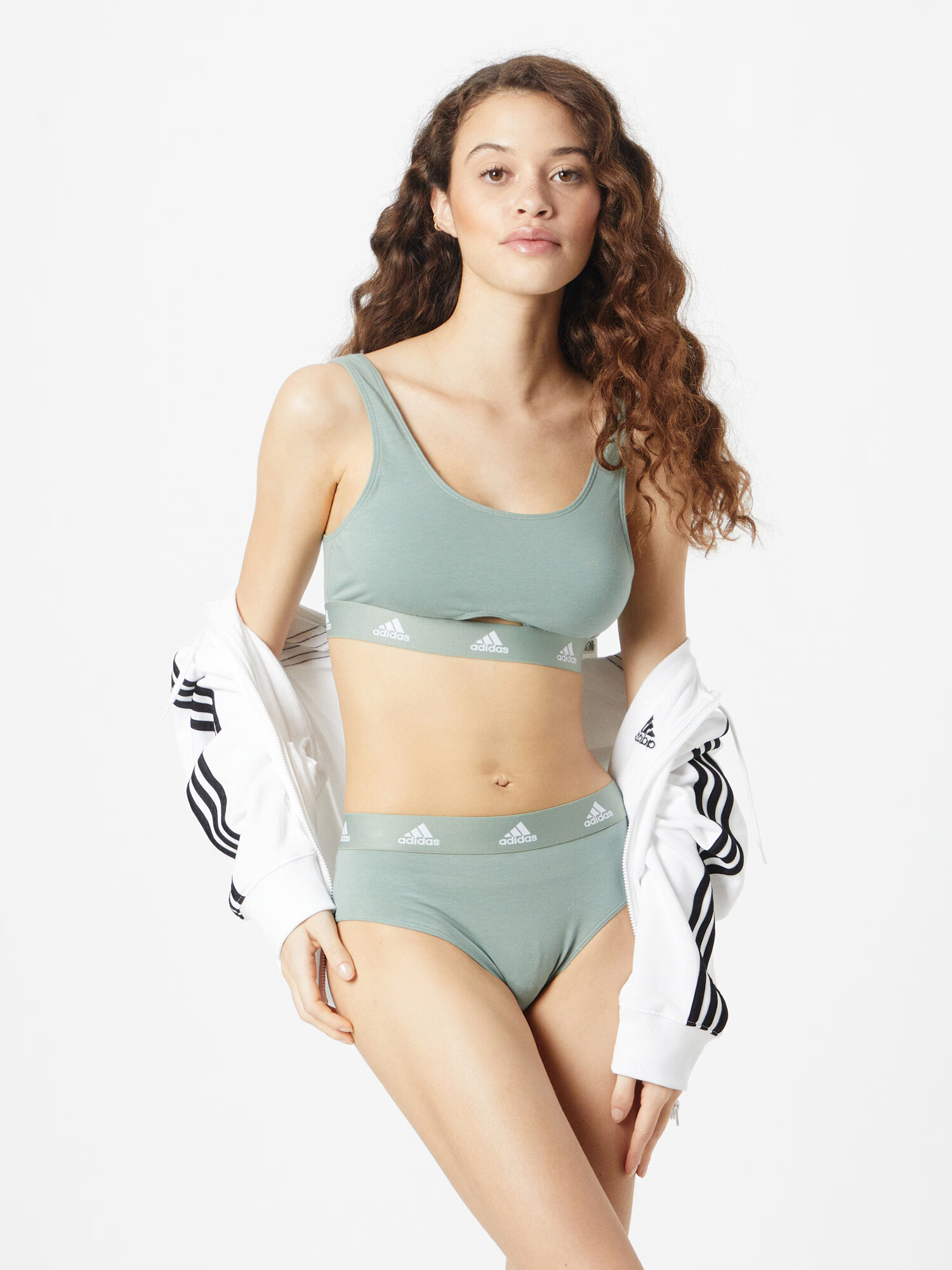 ADIDAS SPORTSWEAR Sutien sport verde pastel / alb - Pled.ro