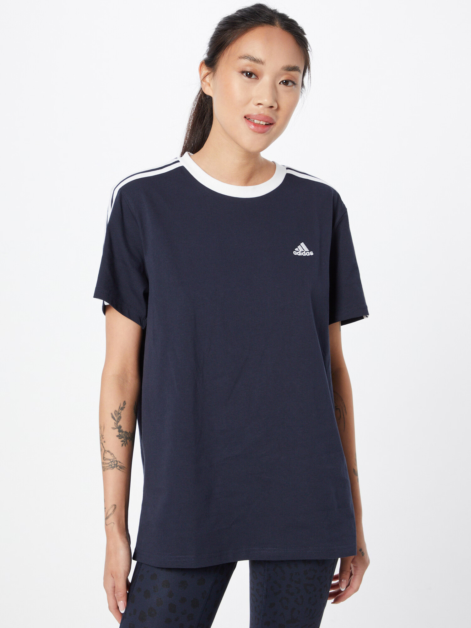 ADIDAS SPORTSWEAR Tricou 'Essentials' albastru închis / alb - Pled.ro