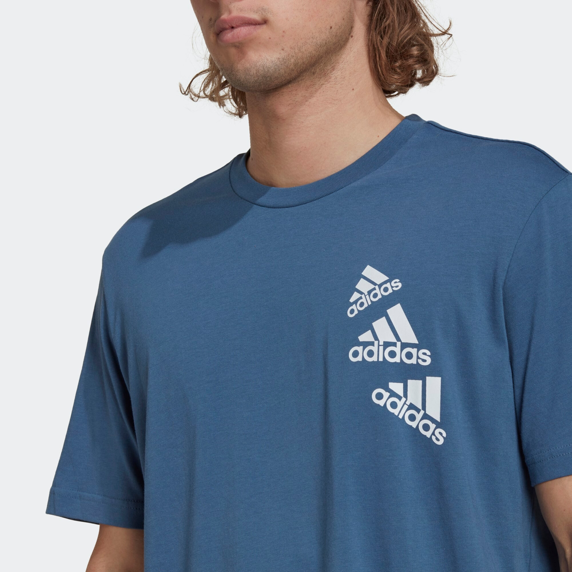 ADIDAS SPORTSWEAR Tricou funcțional 'Essentials Brandlove' albastru porumbel / alb - Pled.ro