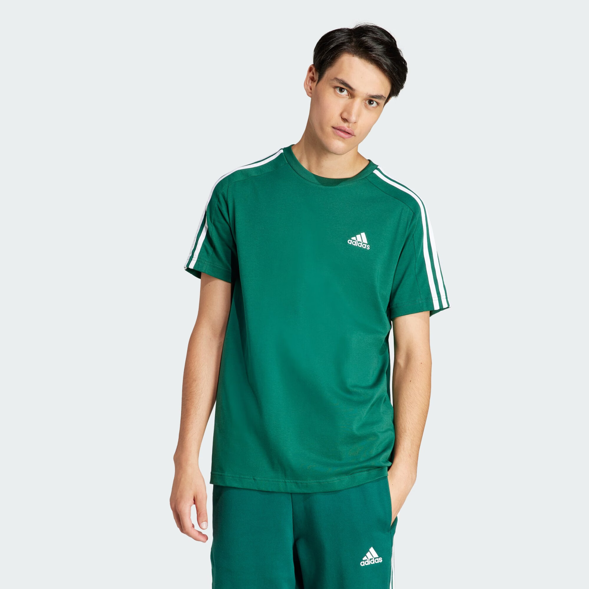 ADIDAS SPORTSWEAR Tricou funcțional 'Essentials 3-Stripes' verde smarald / alb - Pled.ro