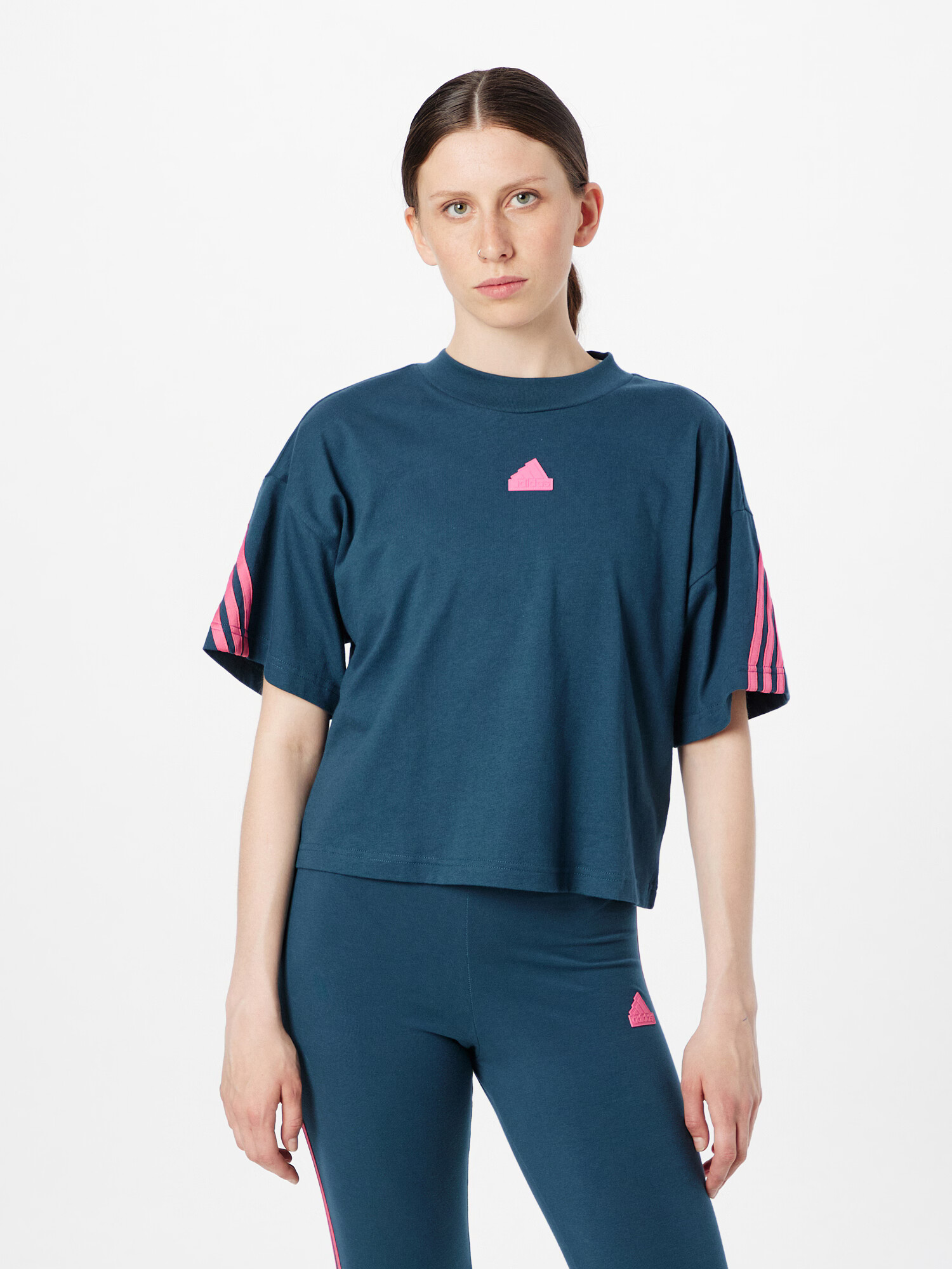 ADIDAS SPORTSWEAR Tricou funcțional 'Future Icons 3-Stripes' verde petrol / roz - Pled.ro