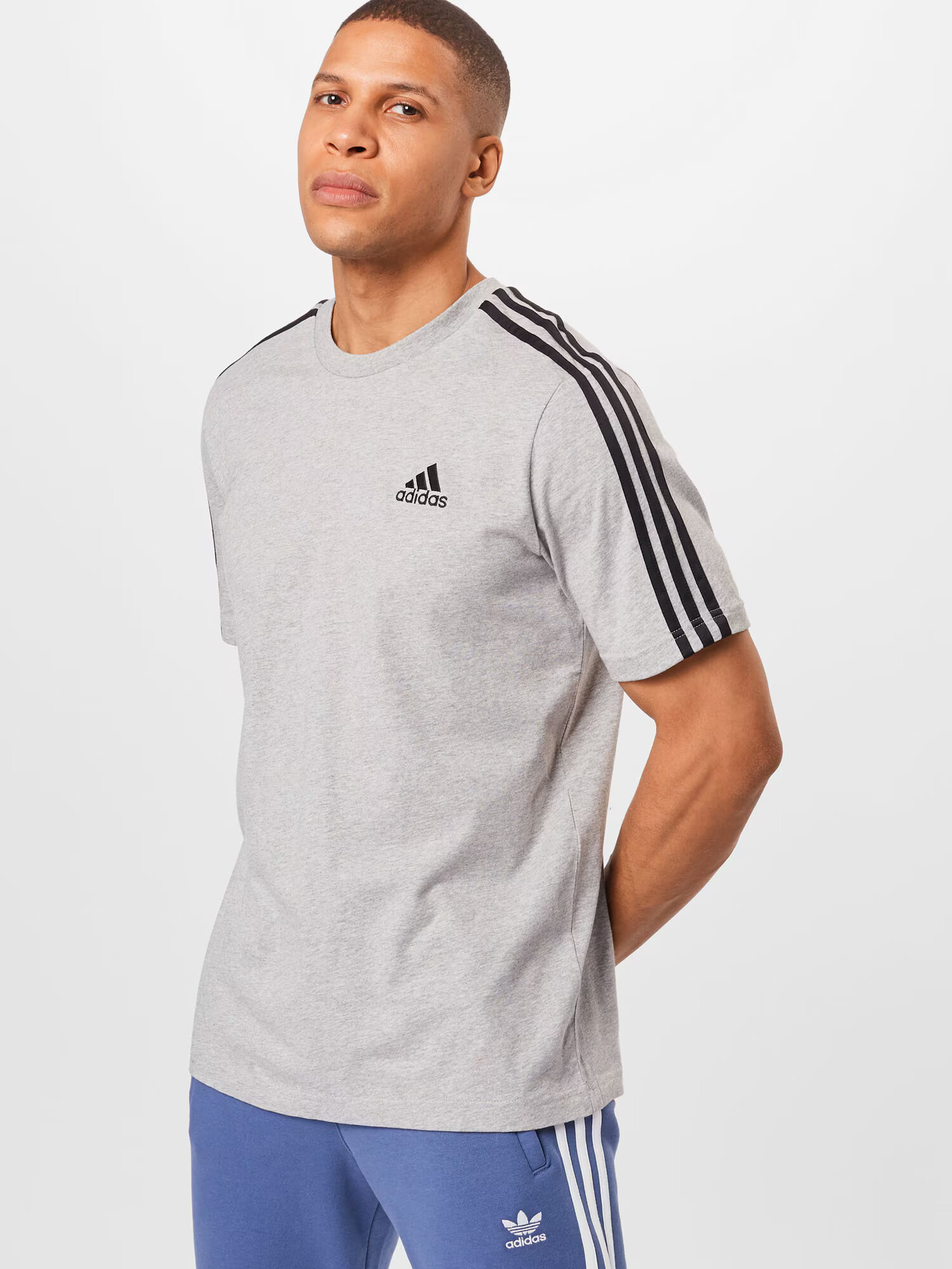 ADIDAS SPORTSWEAR Tricou funcțional 'Essentials 3-Stripes' gri amestecat / negru - Pled.ro