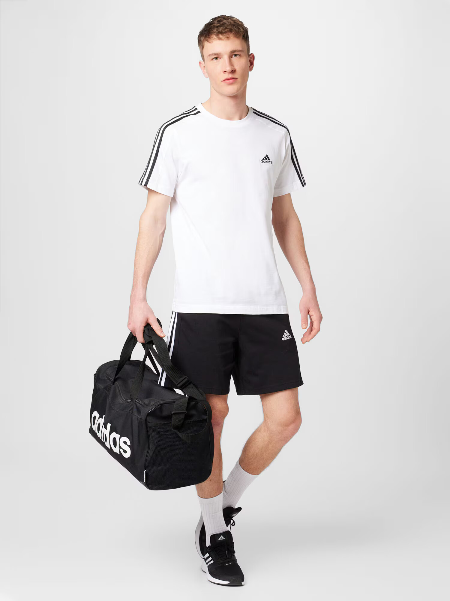 ADIDAS SPORTSWEAR Tricou funcțional 'Essentials 3-Stripes' negru / alb - Pled.ro