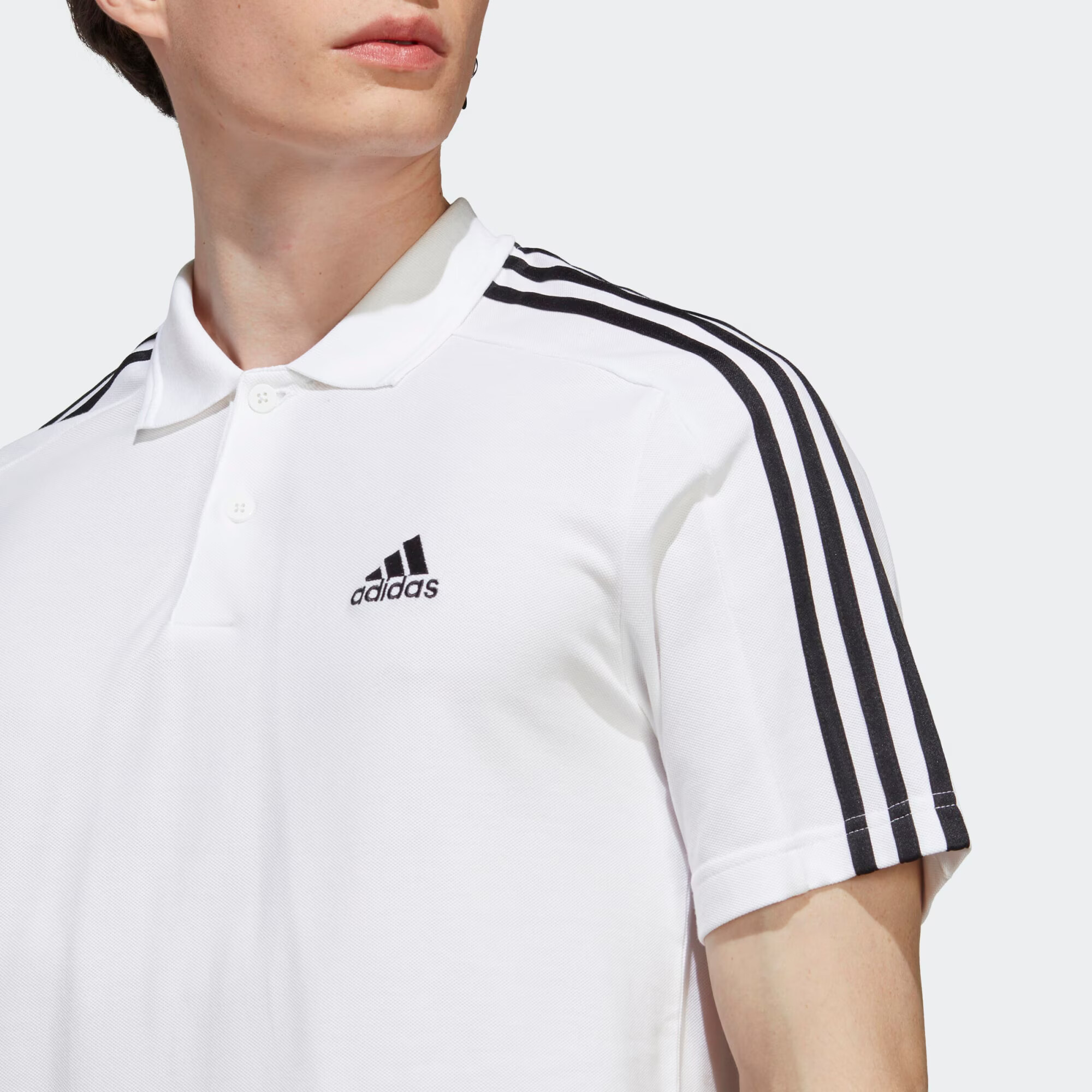 ADIDAS SPORTSWEAR Tricou funcțional 'Essentials Piqué Embroidered Small Logo 3-Stripes' negru / alb - Pled.ro