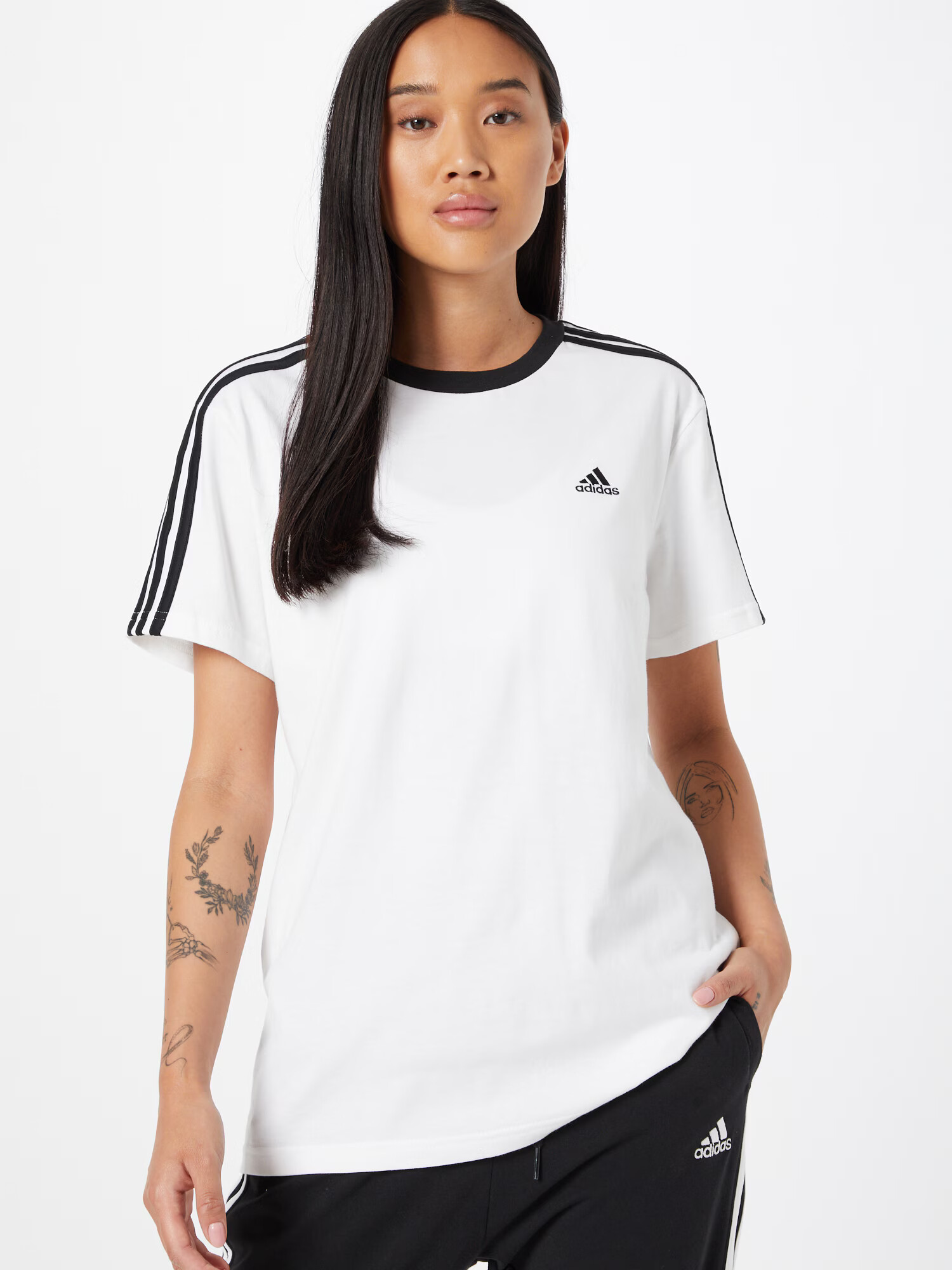 ADIDAS SPORTSWEAR Tricou 'Essentials 3-Stripes' negru / alb - Pled.ro