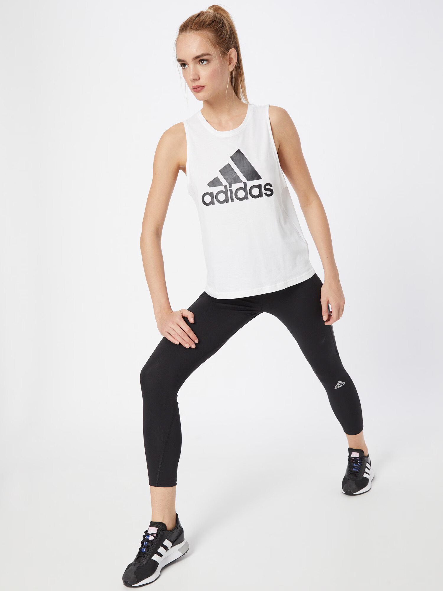 ADIDAS SPORTSWEAR Sport top 'Essentials' negru / alb - Pled.ro