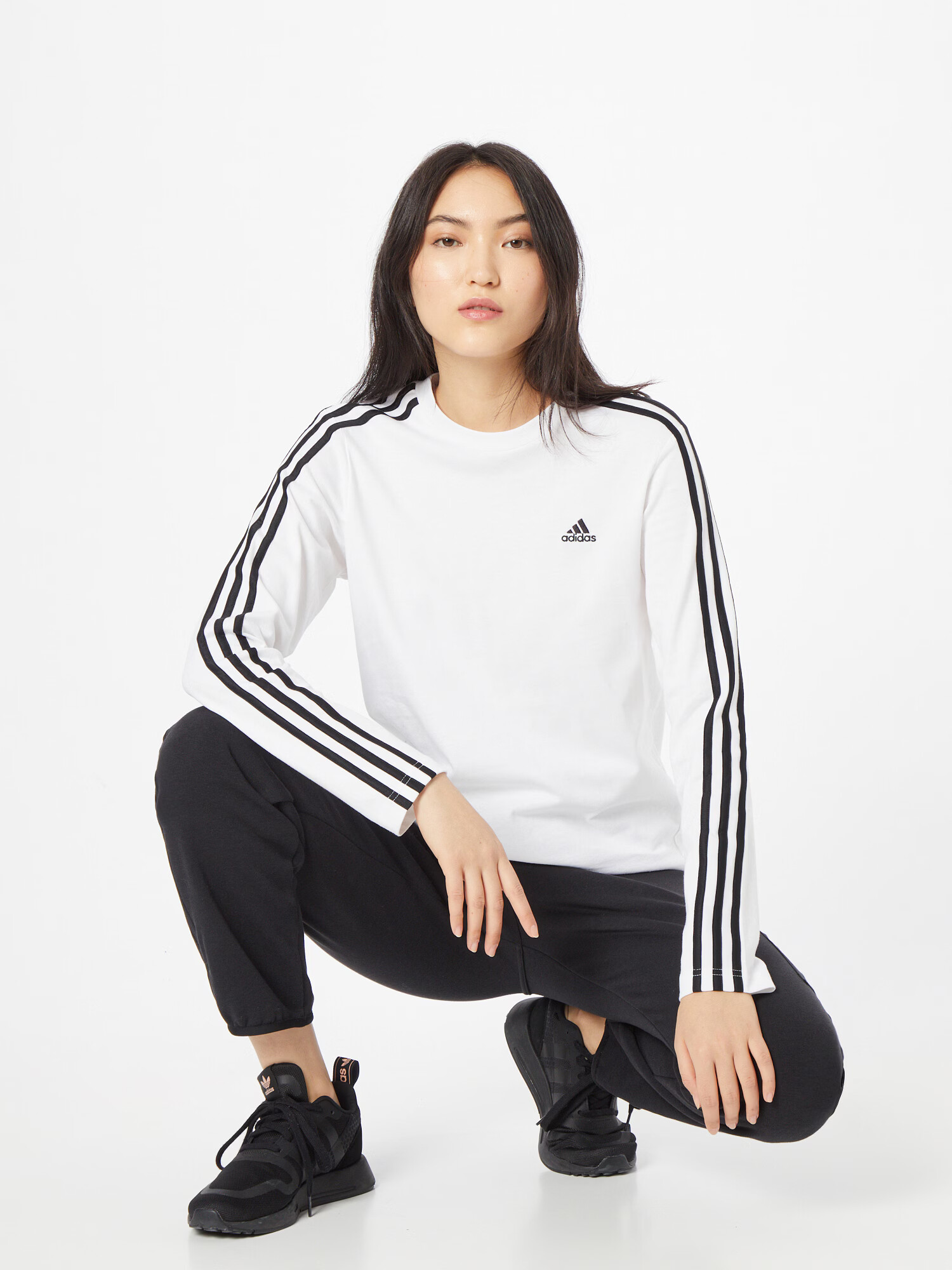 ADIDAS SPORTSWEAR Tricou funcțional 'Essentials 3-Stripes' negru / alb - Pled.ro