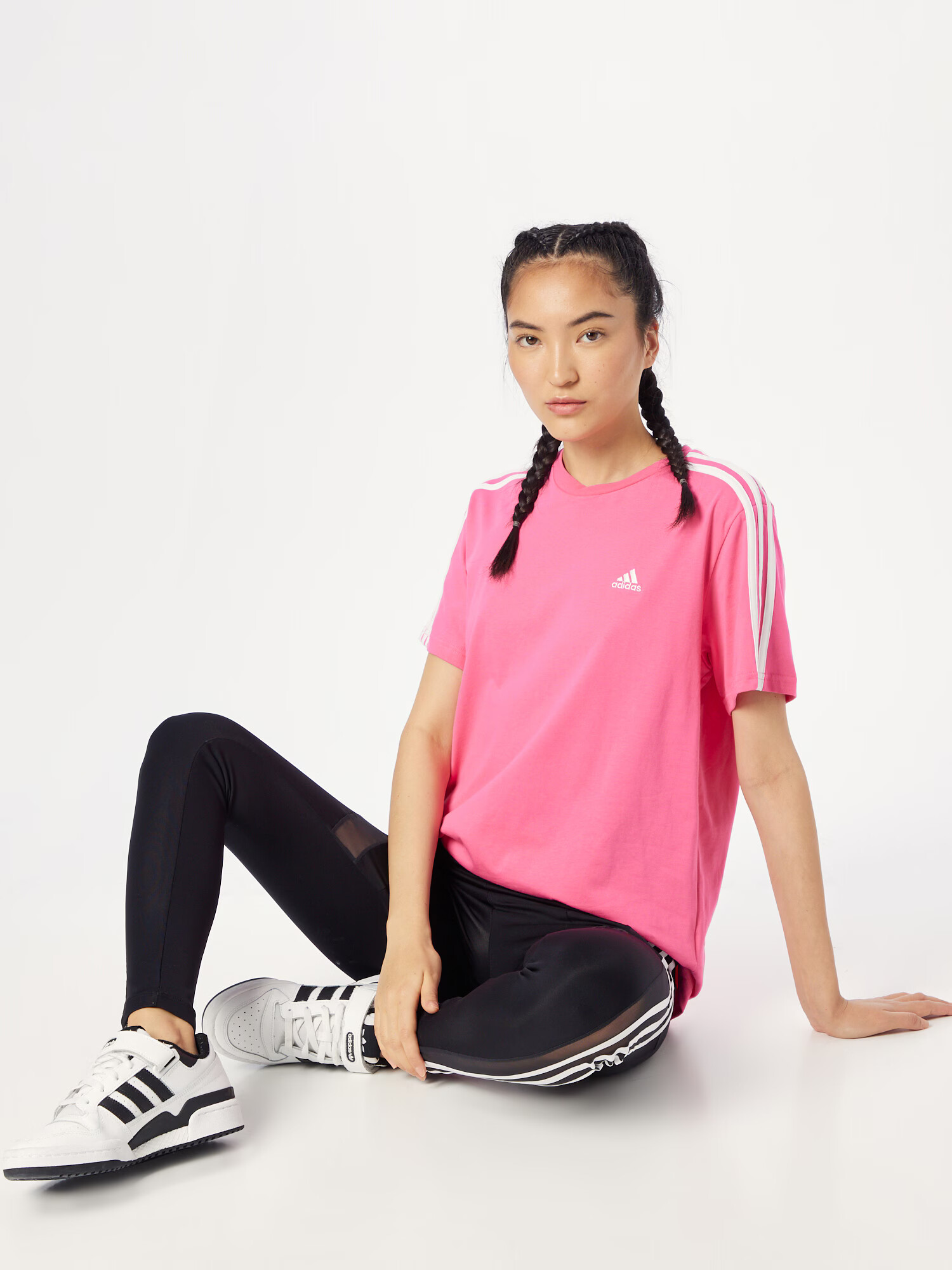 ADIDAS SPORTSWEAR Tricou 'Essentials' roz deschis / alb - Pled.ro