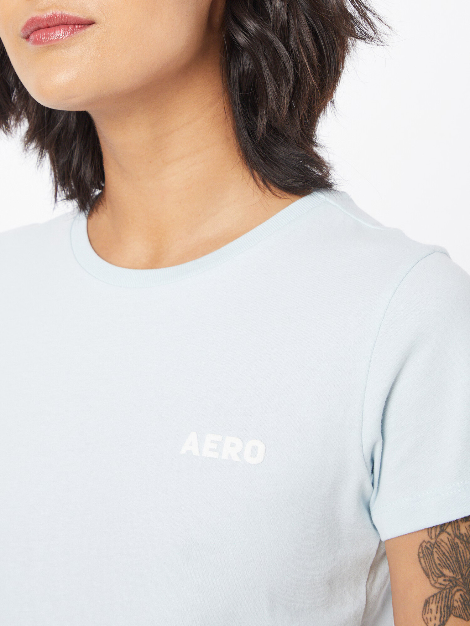 AÉROPOSTALE Tricou albastru pastel / alb - Pled.ro