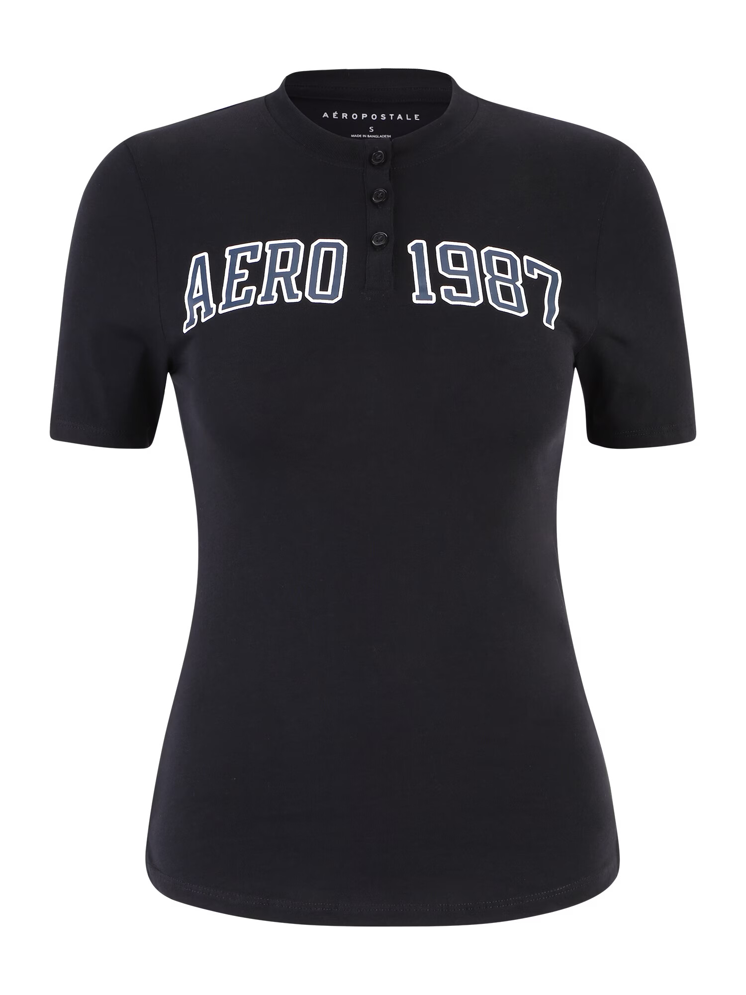 AÉROPOSTALE Tricou albastru porumbel / negru / alb - Pled.ro