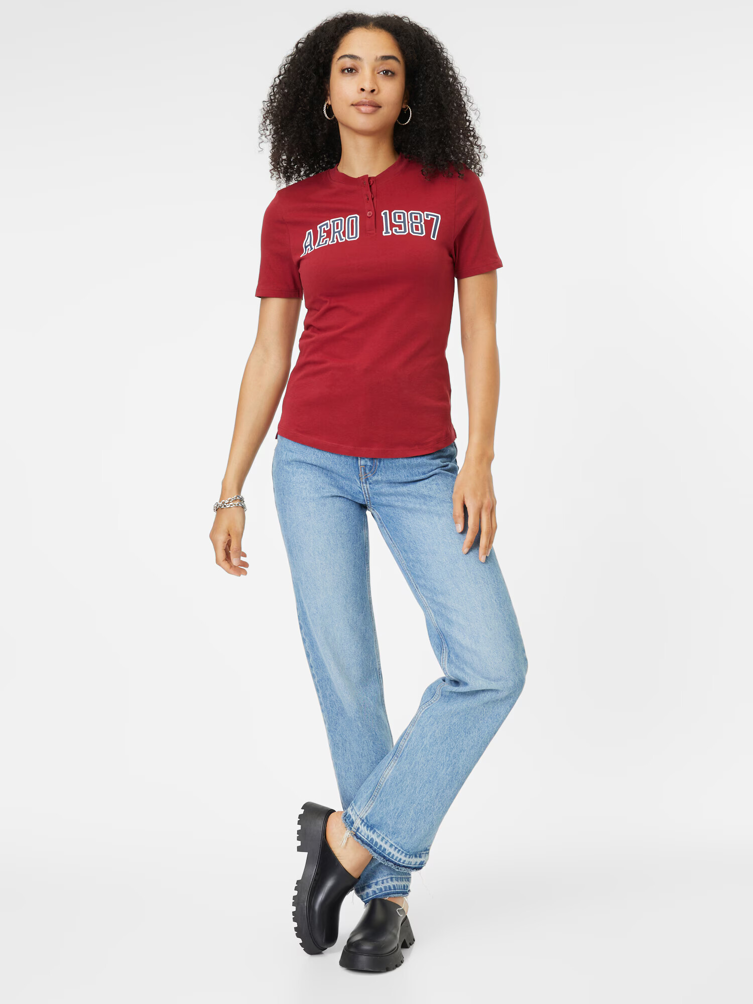 AÉROPOSTALE Tricou bleumarin / roșu burgundy / alb - Pled.ro