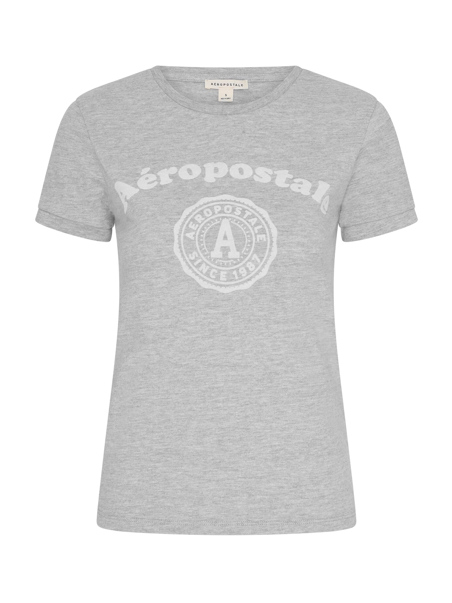 AÉROPOSTALE Tricou gri amestecat / alb - Pled.ro