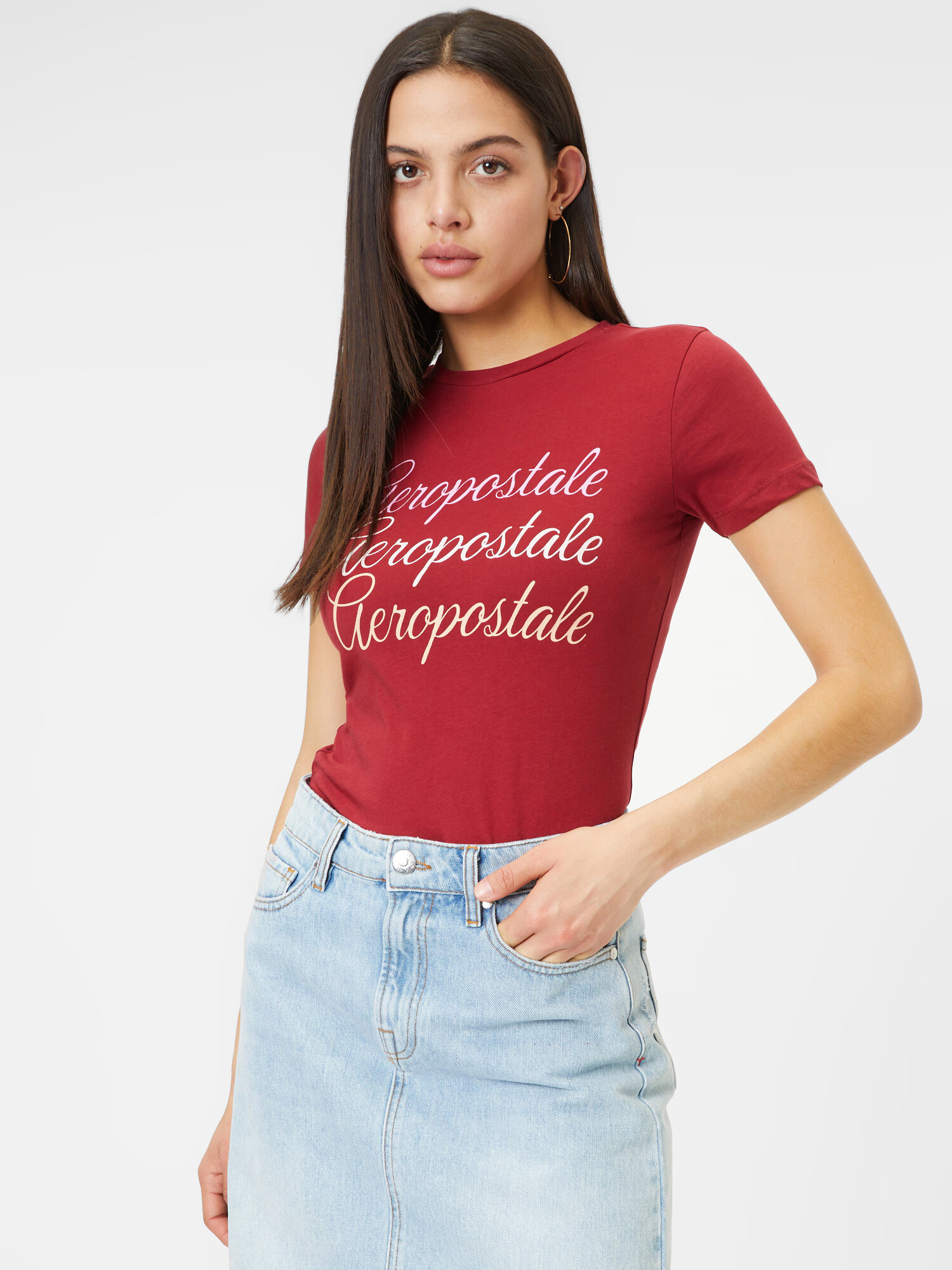 AÉROPOSTALE Tricou 'JUNE' bej / roz / roșu burgundy / alb - Pled.ro