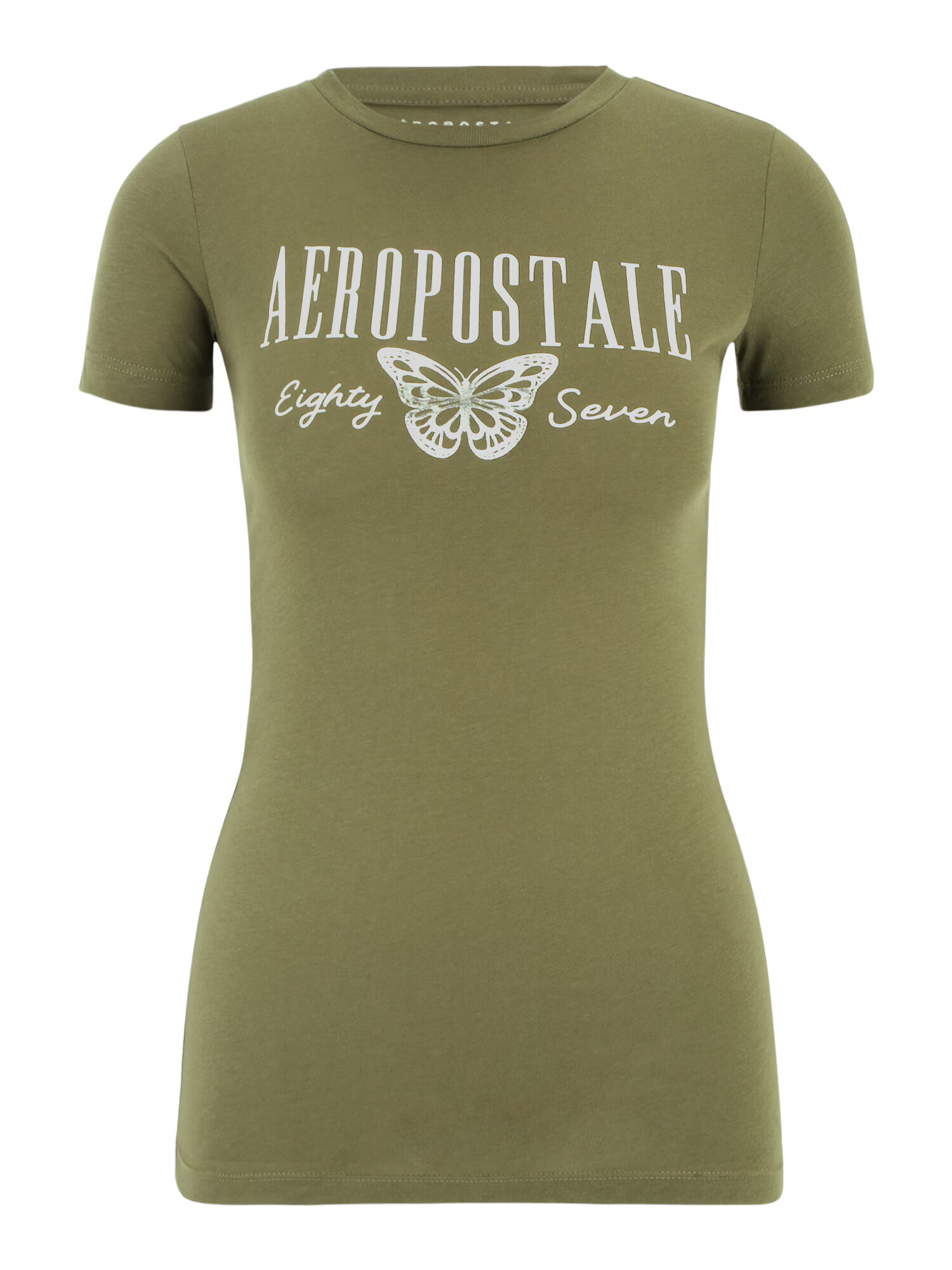 AÉROPOSTALE Tricou kaki / alb - Pled.ro