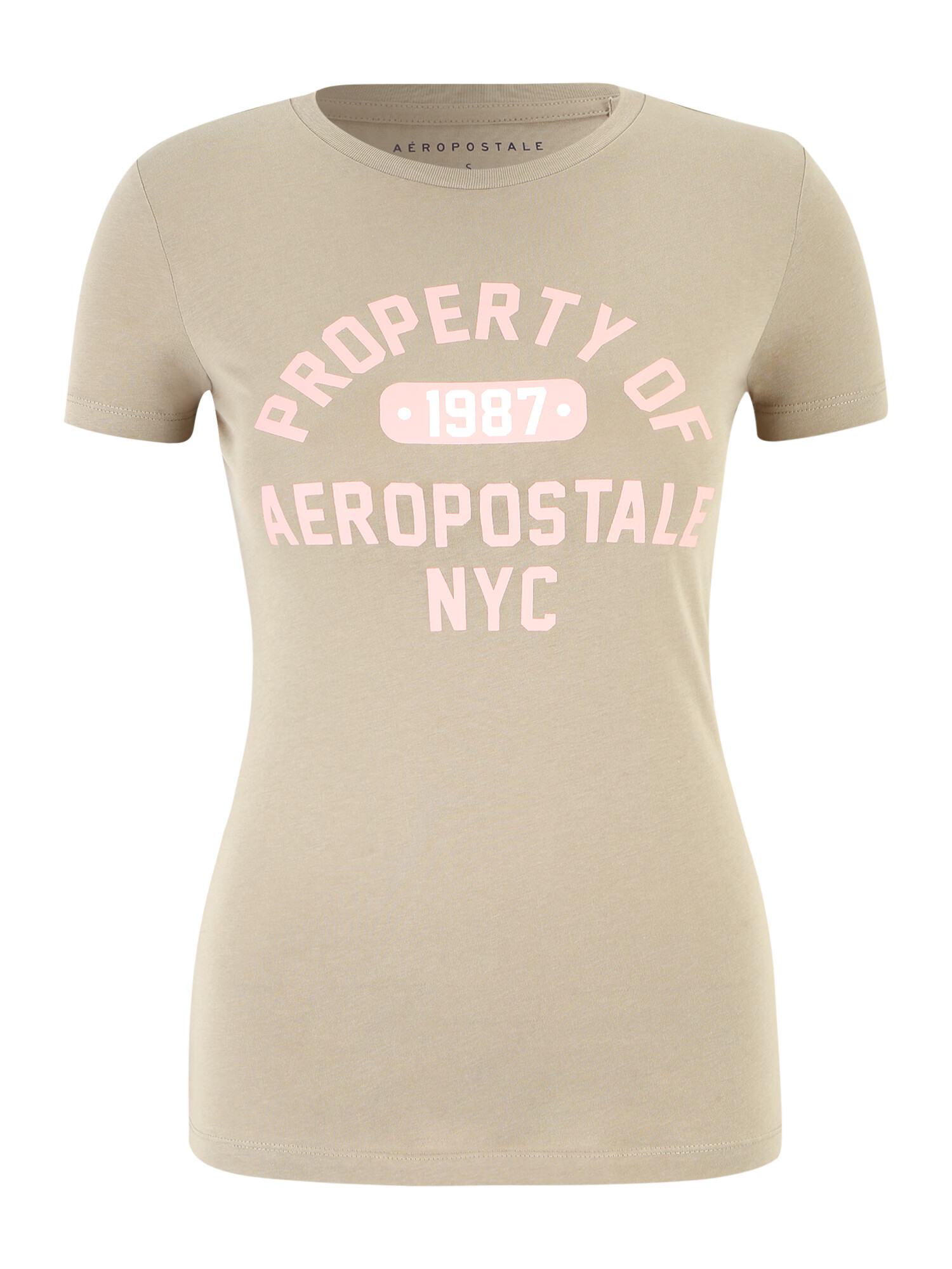 AÉROPOSTALE Tricou maro deschis / roz / alb - Pled.ro