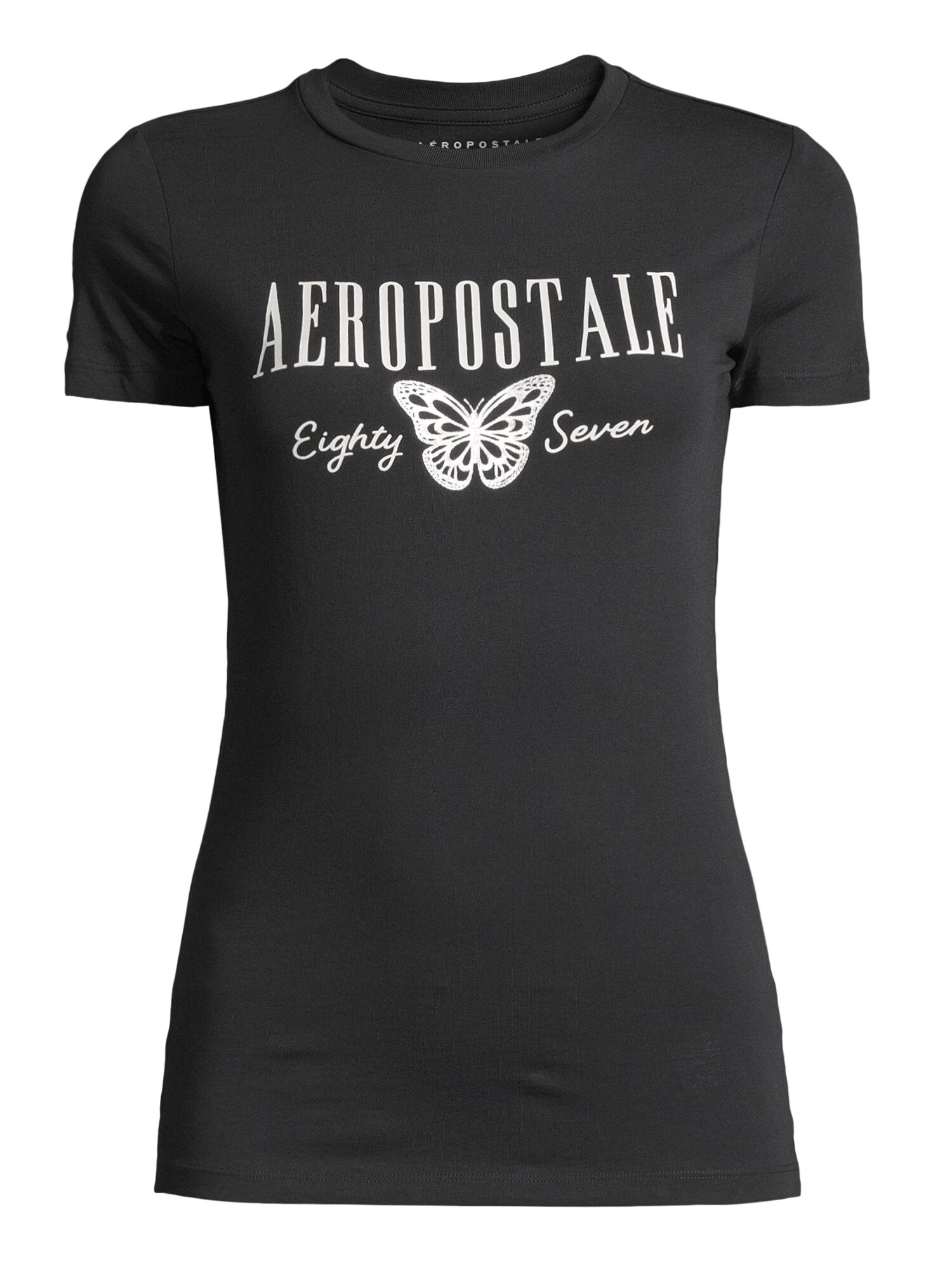 AÉROPOSTALE Tricou negru / argintiu - Pled.ro