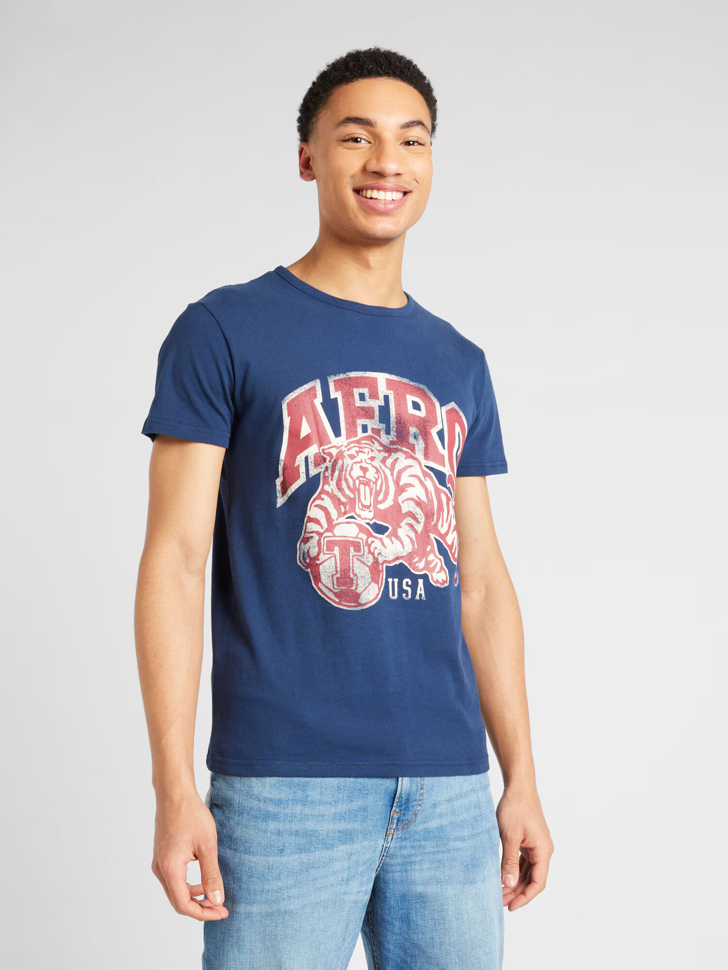 AÉROPOSTALE Tricou 'NEW YORK' bleumarin / roșu ruginiu / alb - Pled.ro