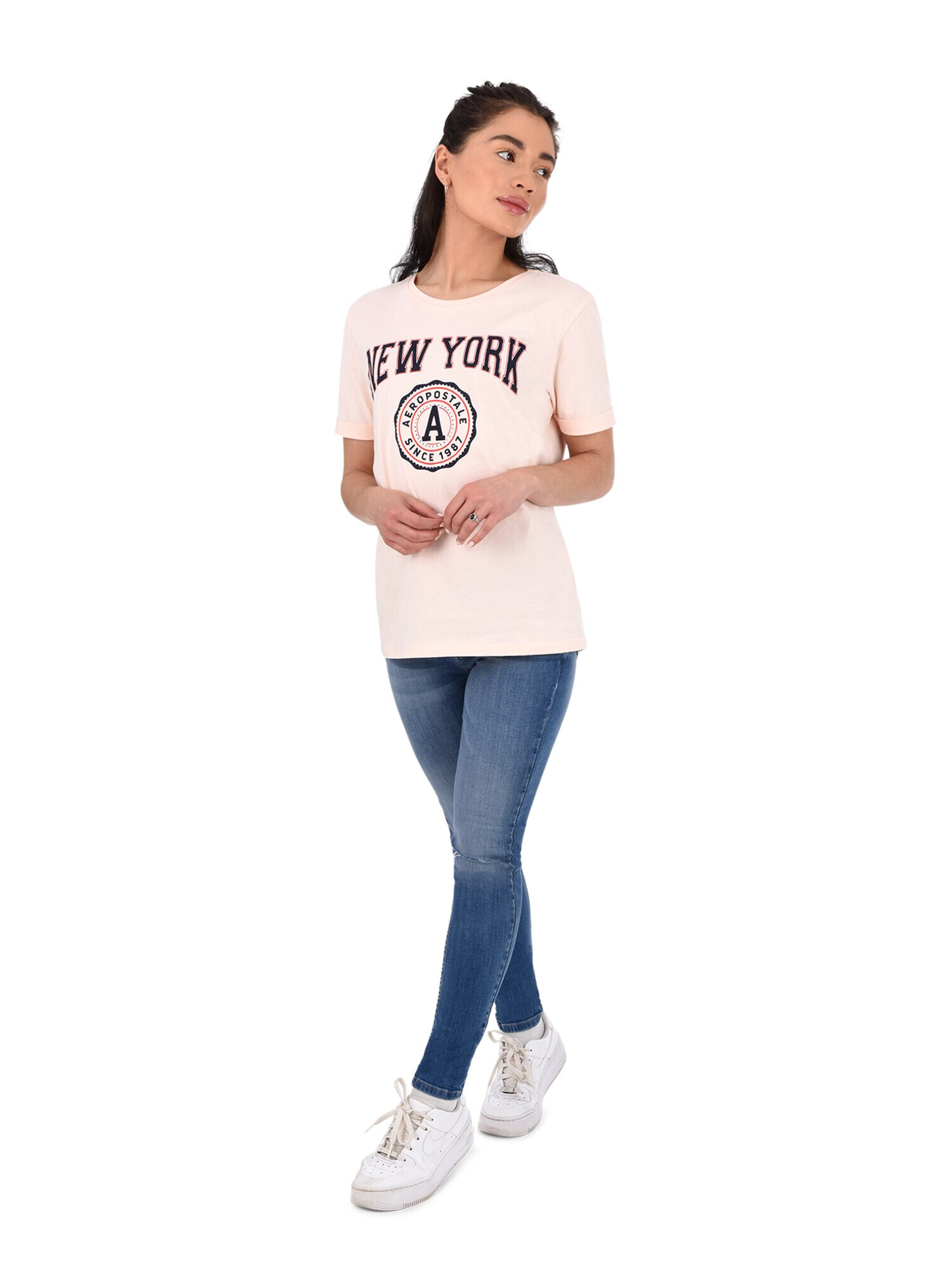 AÉROPOSTALE Tricou 'New York' bleumarin / roz / roșu - Pled.ro