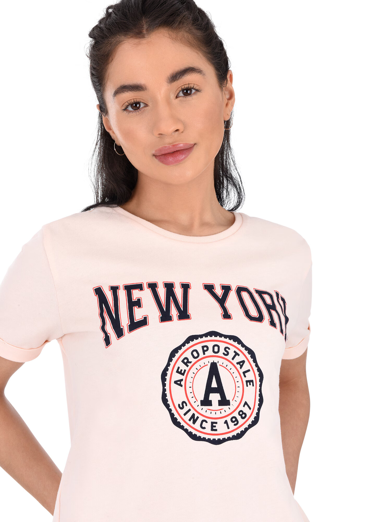 AÉROPOSTALE Tricou 'New York' bleumarin / roz / roșu - Pled.ro