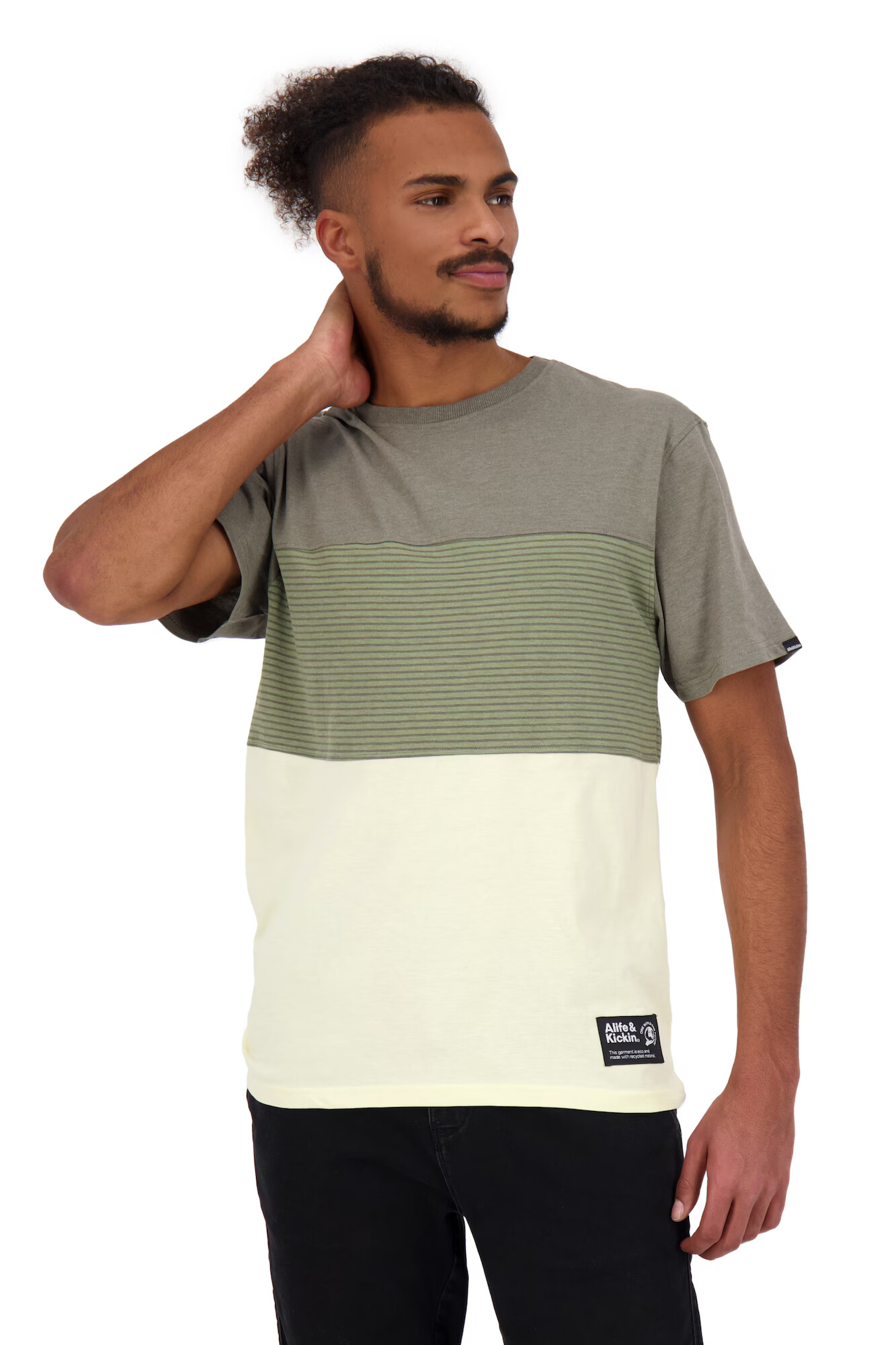 Alife and Kickin Tricou 'BenAK' șampanie / verde / kaki - Pled.ro