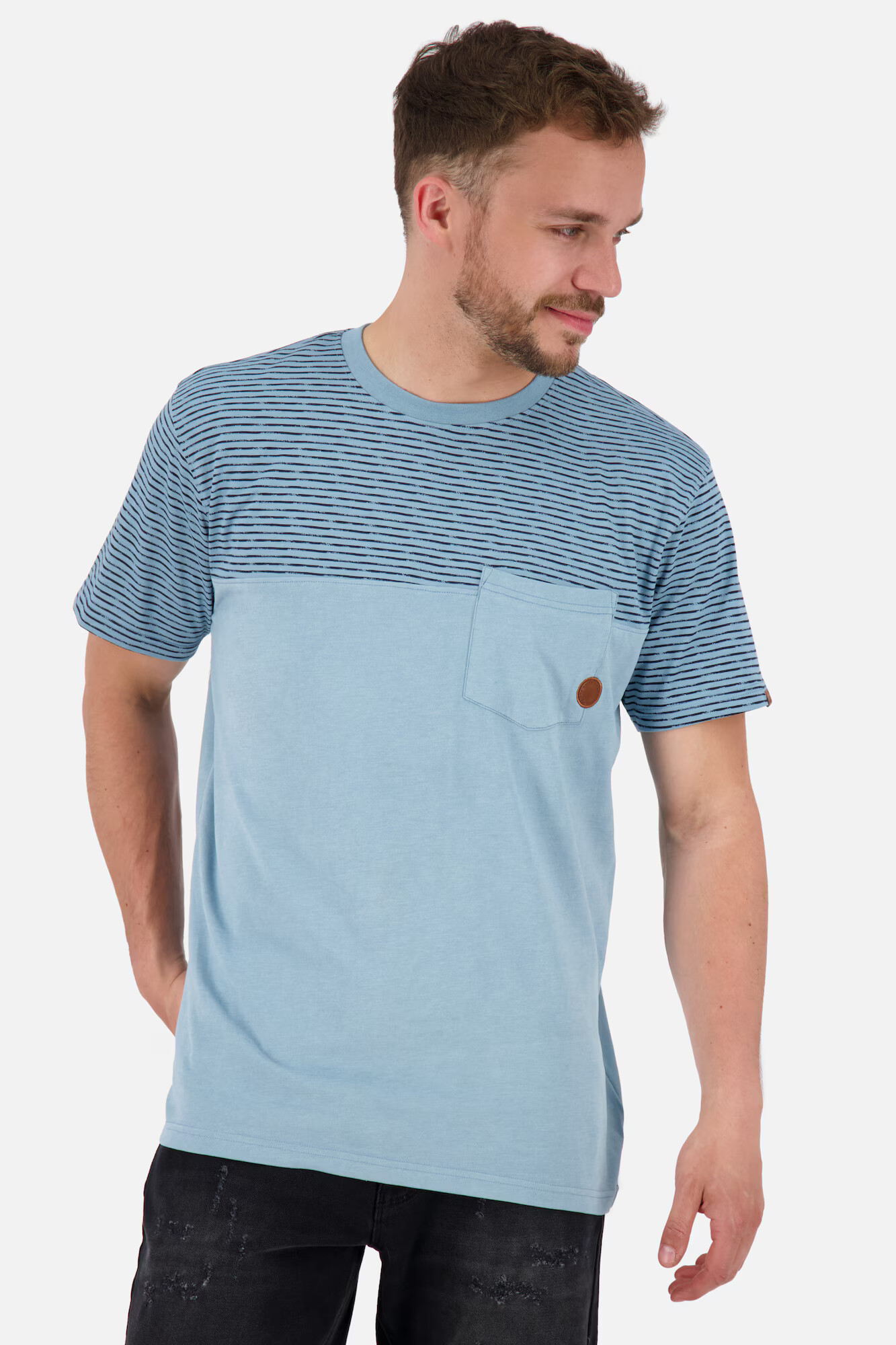 Alife and Kickin Tricou 'LeopoldAK' albastru marin / albastru deschis - Pled.ro