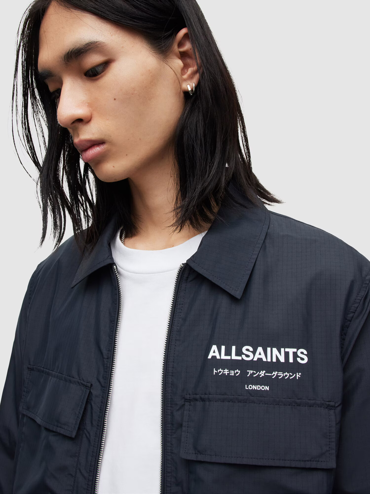 AllSaints Geacă de primăvară-toamnă 'ZITO' albastru / alb - Pled.ro