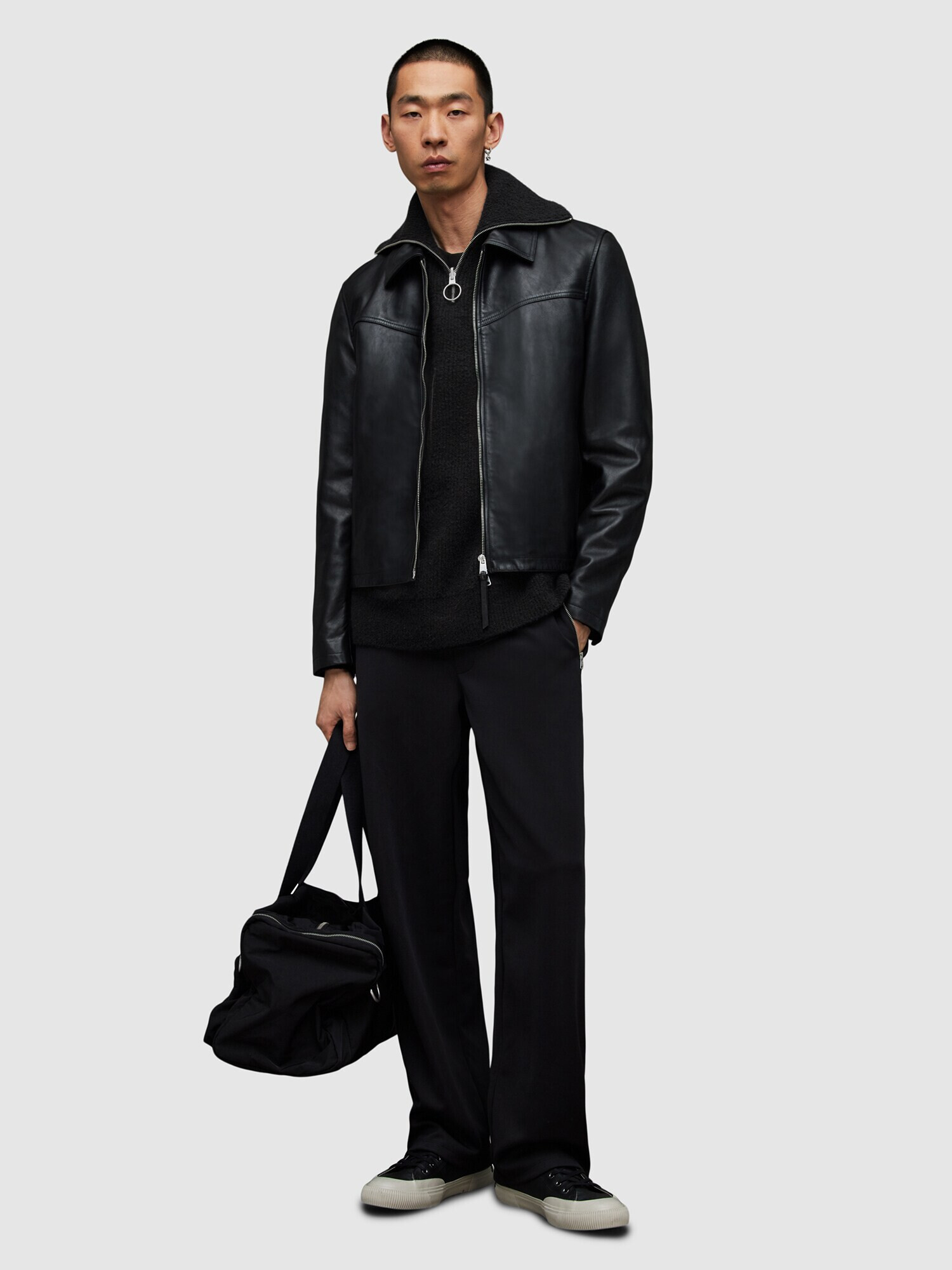 AllSaints Pulover 'ASTEROID' negru / alb - Pled.ro