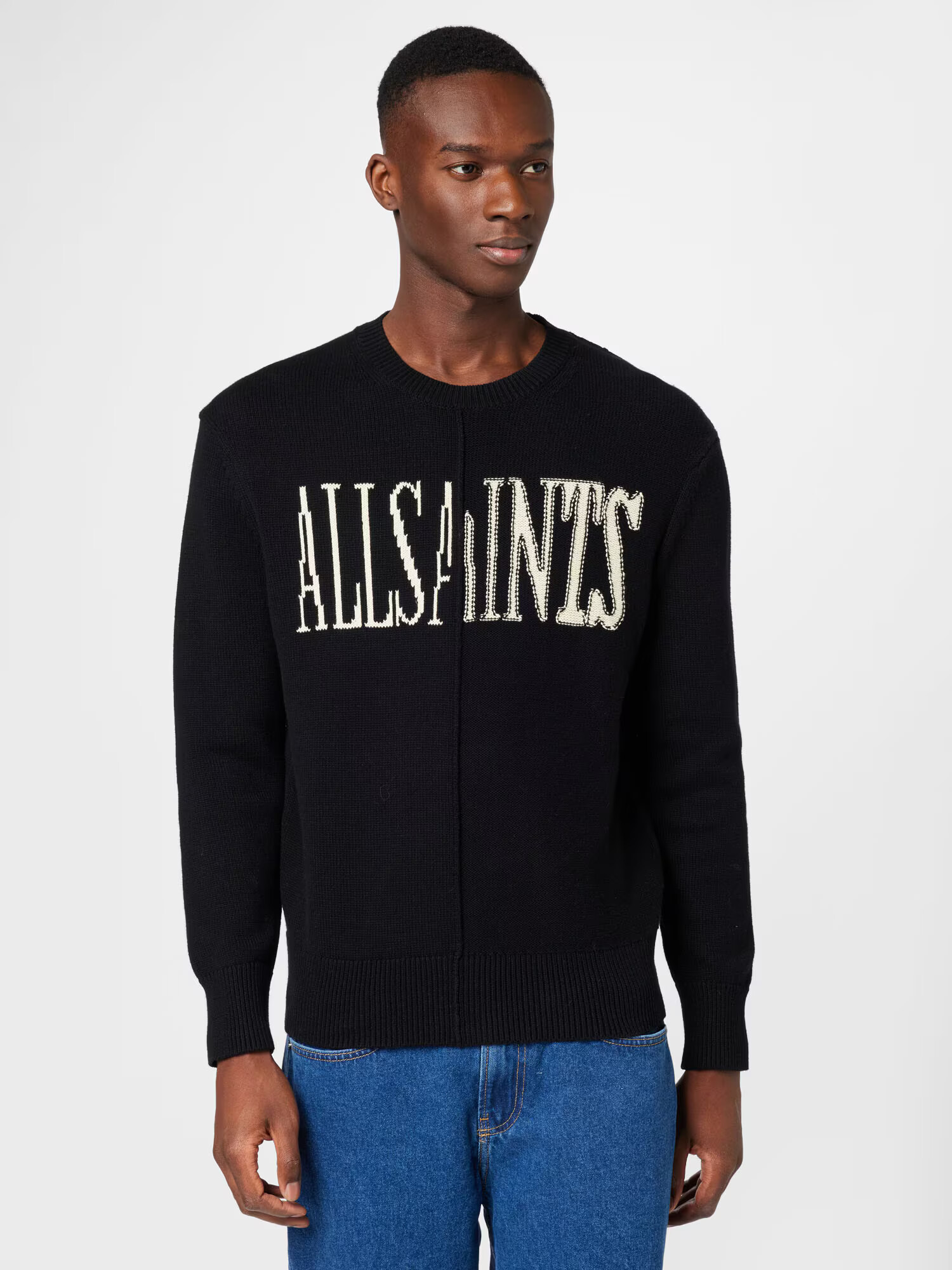 AllSaints Pulover 'AXIS' negru / alb - Pled.ro