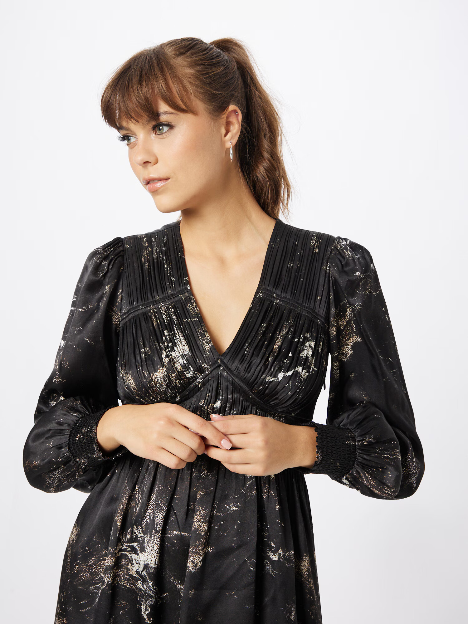 AllSaints Rochie 'ESTELLE TITANIA' maro cămilă / negru / alb - Pled.ro