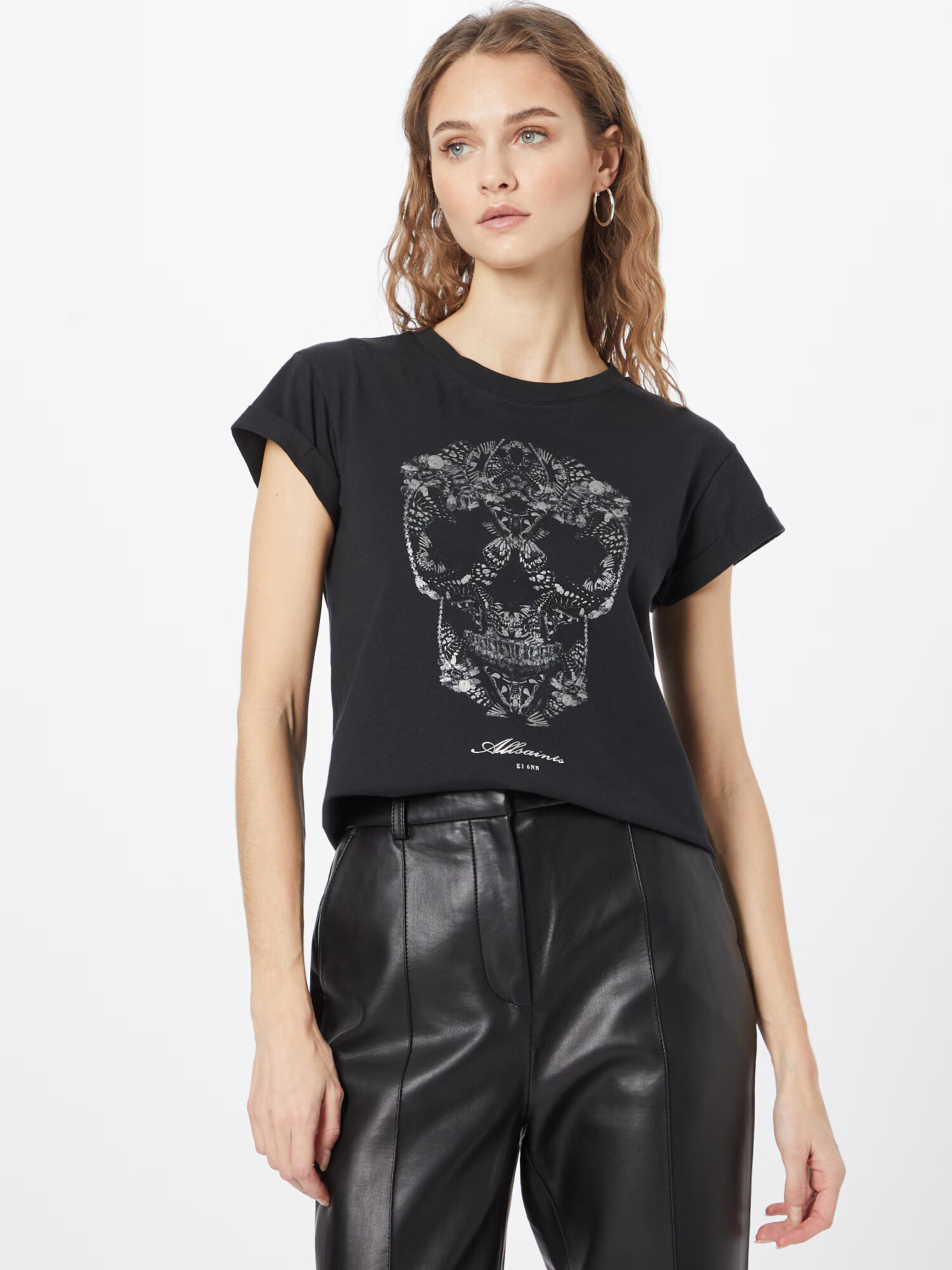 AllSaints Tricou 'ANNA' negru / alb - Pled.ro