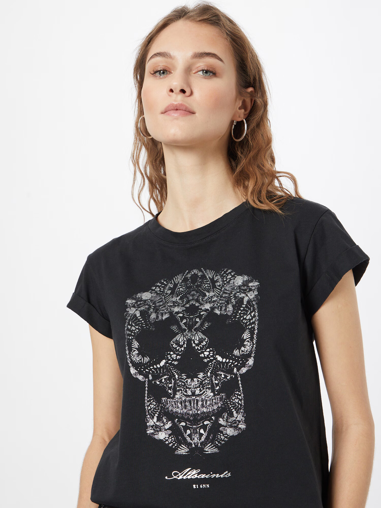 AllSaints Tricou 'ANNA' negru / alb - Pled.ro