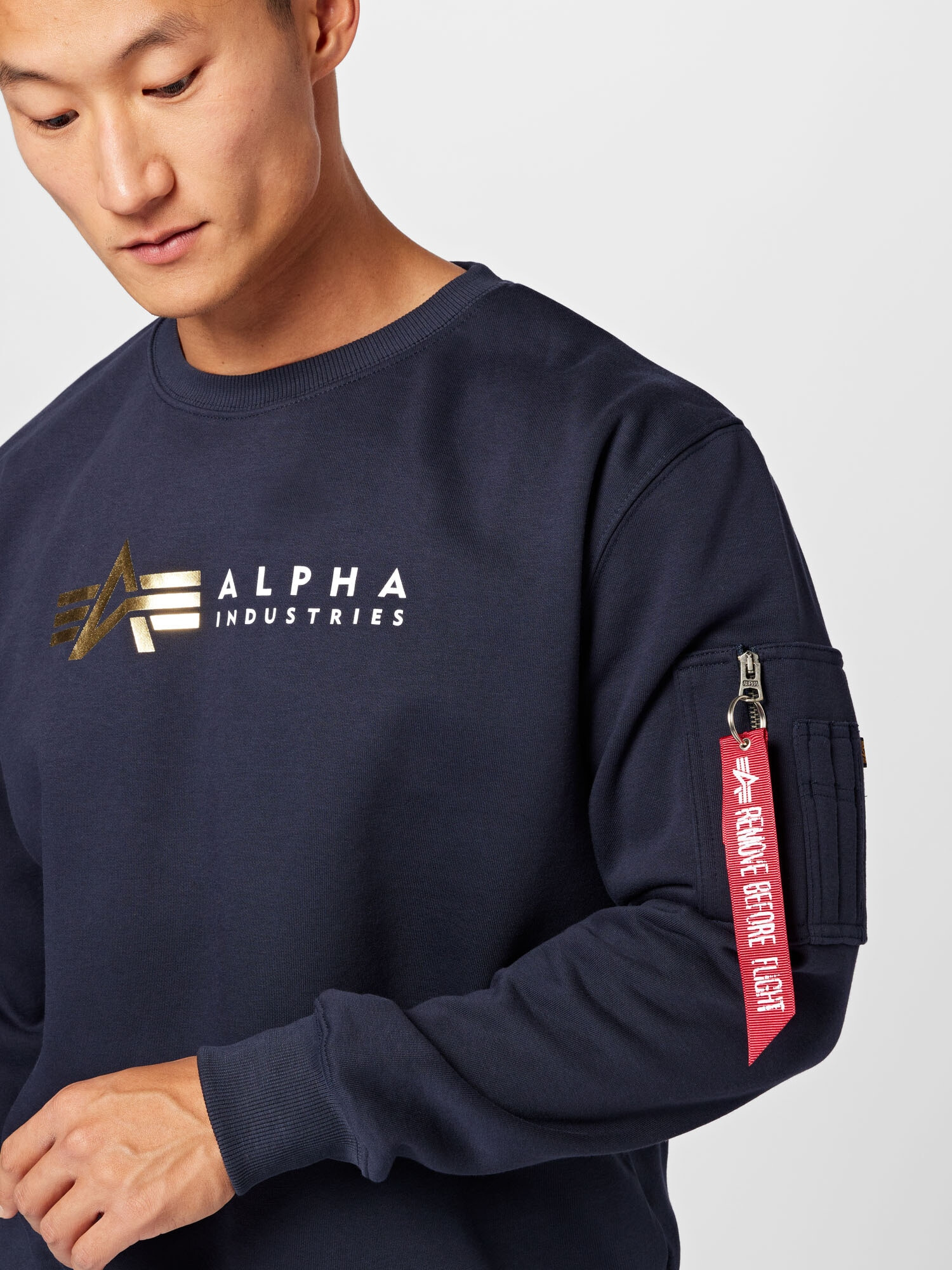 ALPHA INDUSTRIES Bluză de molton albastru marin / auriu / roșu / alb - Pled.ro