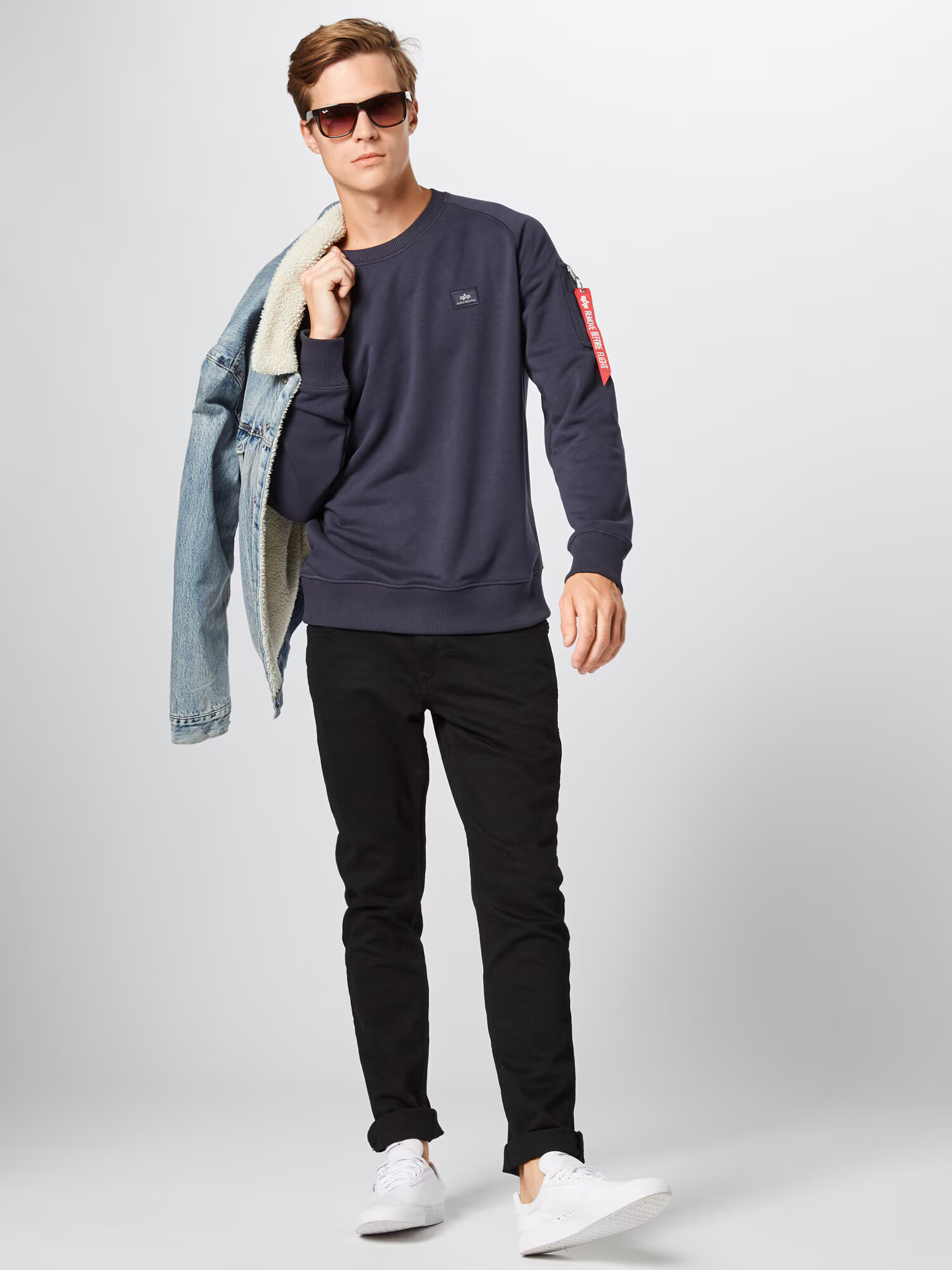 ALPHA INDUSTRIES Bluză de molton 'X-Fit' bleumarin / roșu / negru / alb - Pled.ro