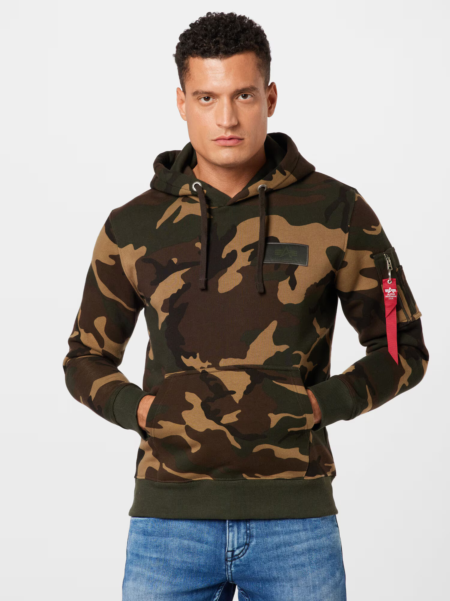 ALPHA INDUSTRIES Bluză de molton ciocolatiu / maro închis / kaki / portocaliu - Pled.ro