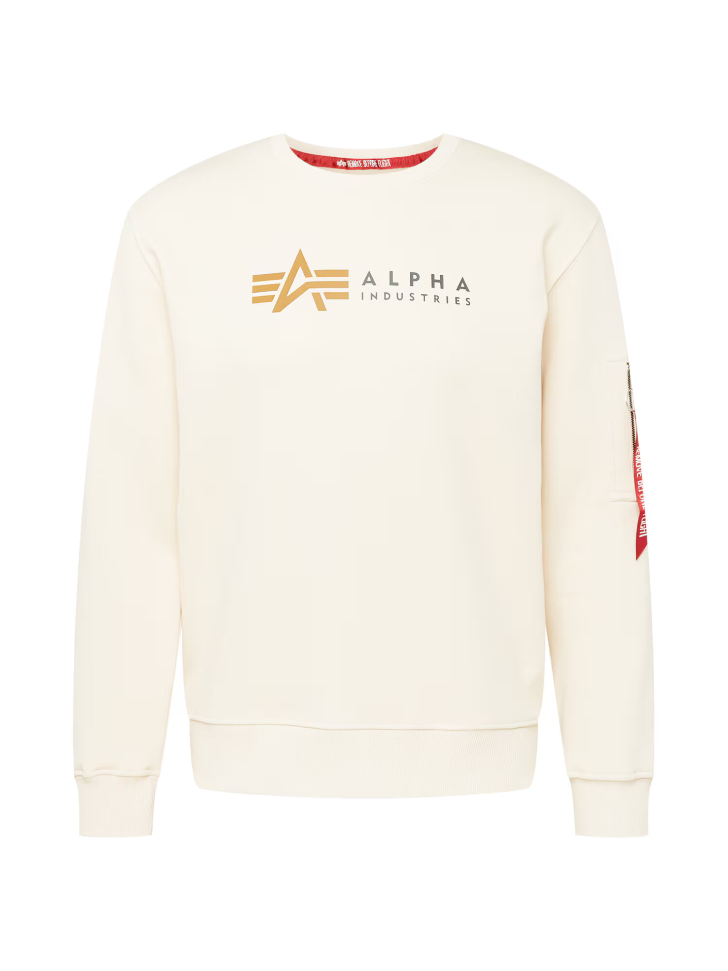 ALPHA INDUSTRIES Bluză de molton crem / nisipiu / gri închis / roșu - Pled.ro