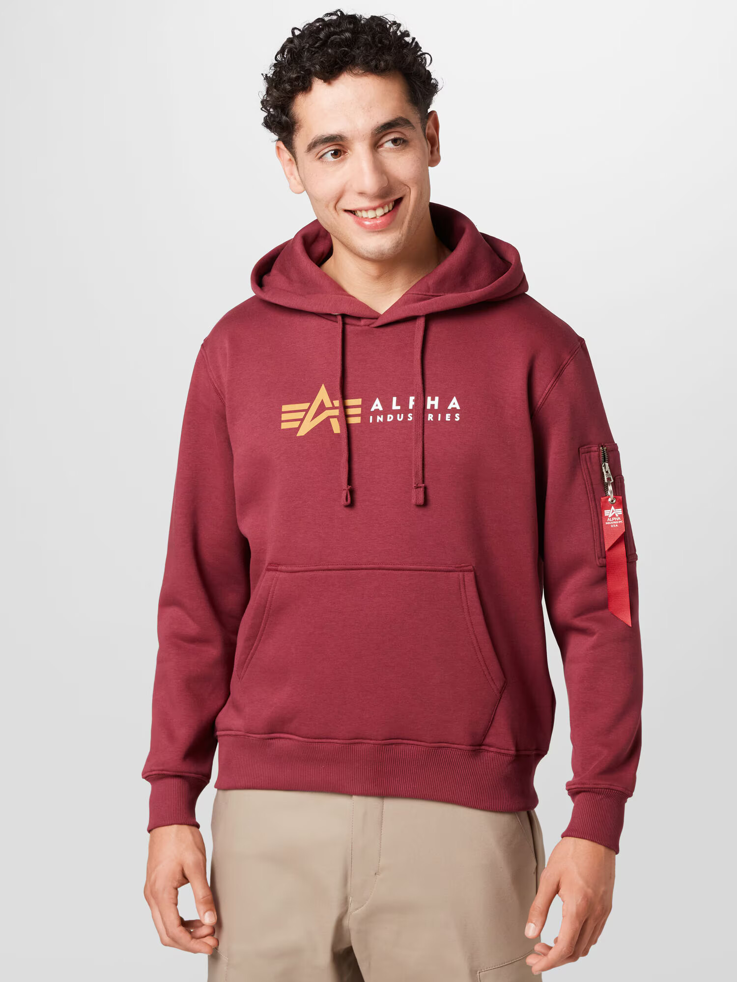 ALPHA INDUSTRIES Bluză de molton galben închis / roșu burgundy / alb - Pled.ro