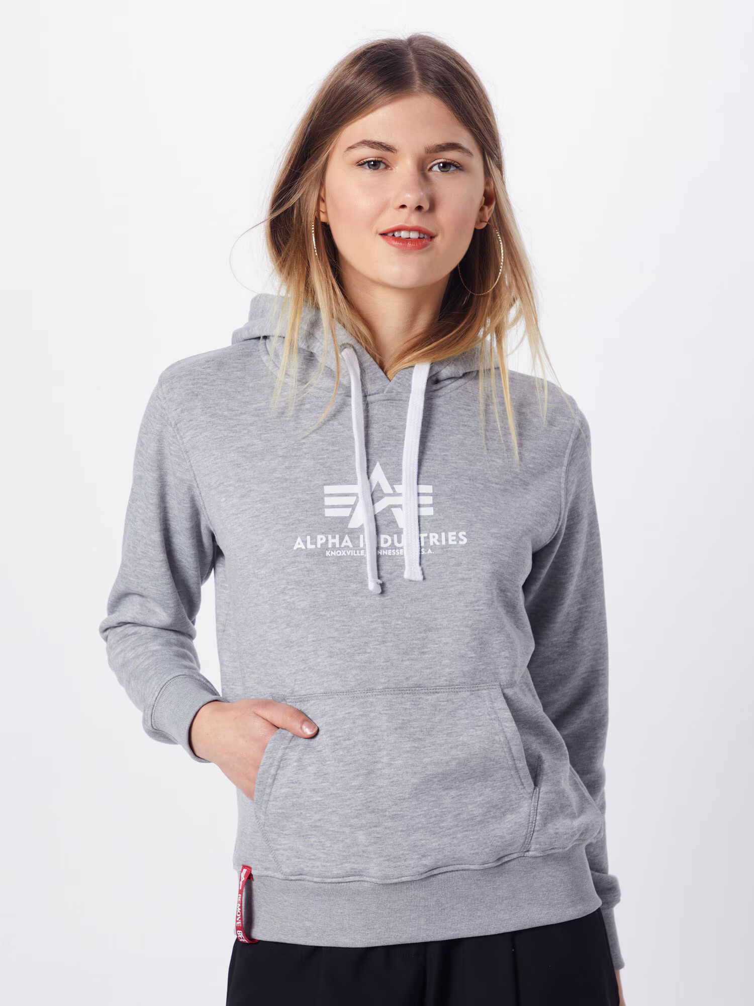 ALPHA INDUSTRIES Bluză de molton gri amestecat / alb - Pled.ro