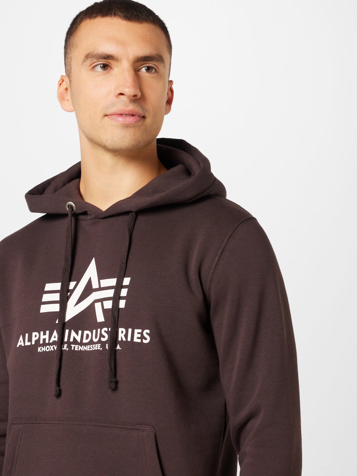 ALPHA INDUSTRIES Bluză de molton maro / alb - Pled.ro