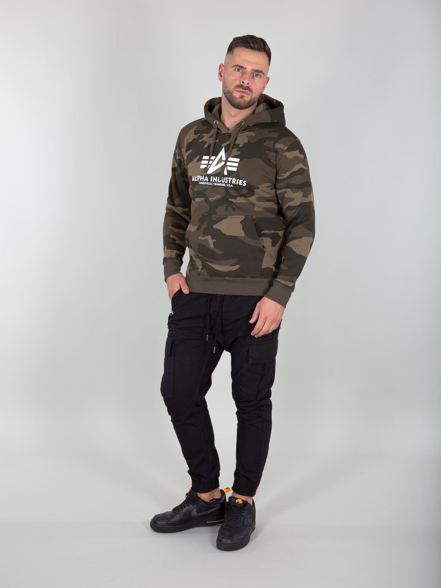 ALPHA INDUSTRIES Bluză de molton maro / oliv / alb - Pled.ro