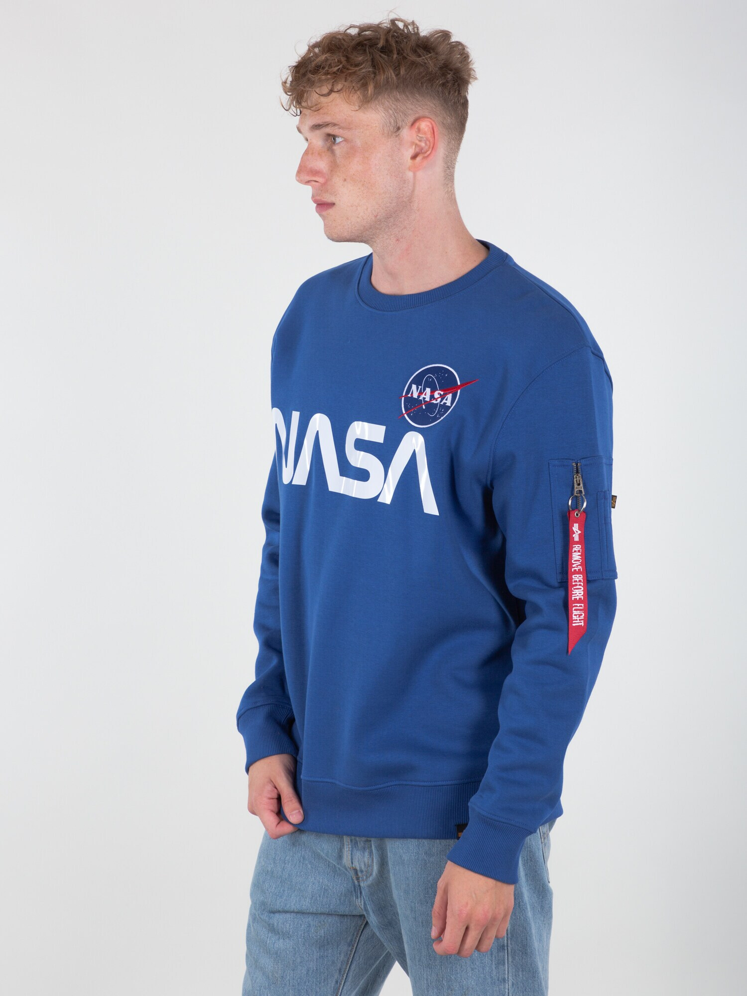 ALPHA INDUSTRIES Bluză de molton 'Nasa Reflective' albastru / alb - Pled.ro