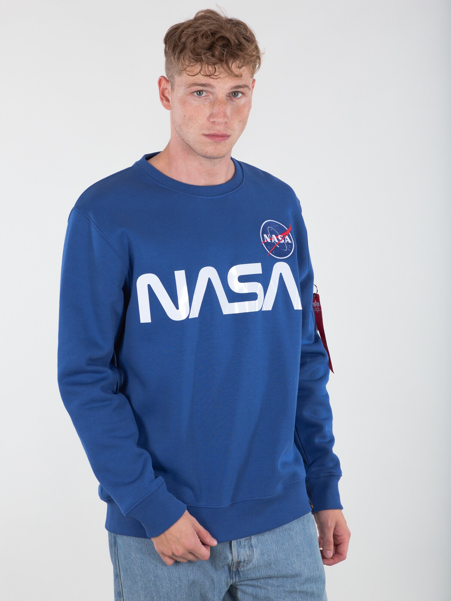 ALPHA INDUSTRIES Bluză de molton 'Nasa Reflective' albastru / alb - Pled.ro