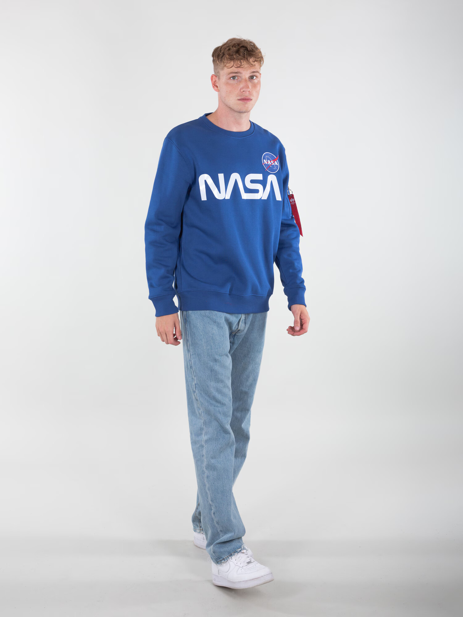 ALPHA INDUSTRIES Bluză de molton 'Nasa Reflective' albastru / alb - Pled.ro