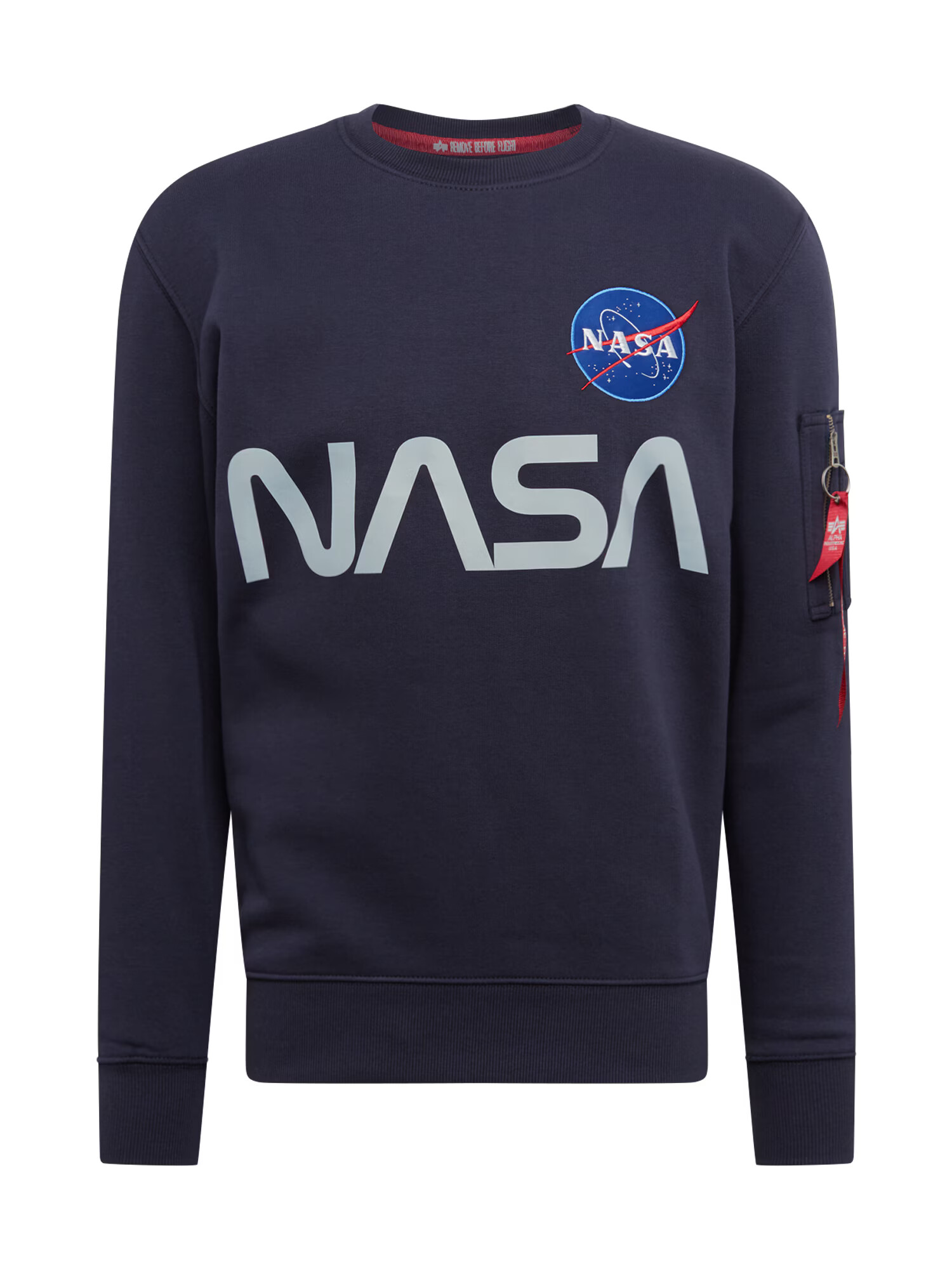 ALPHA INDUSTRIES Bluză de molton 'Nasa' albastru marin / bleumarin / gri deschis / alb - Pled.ro