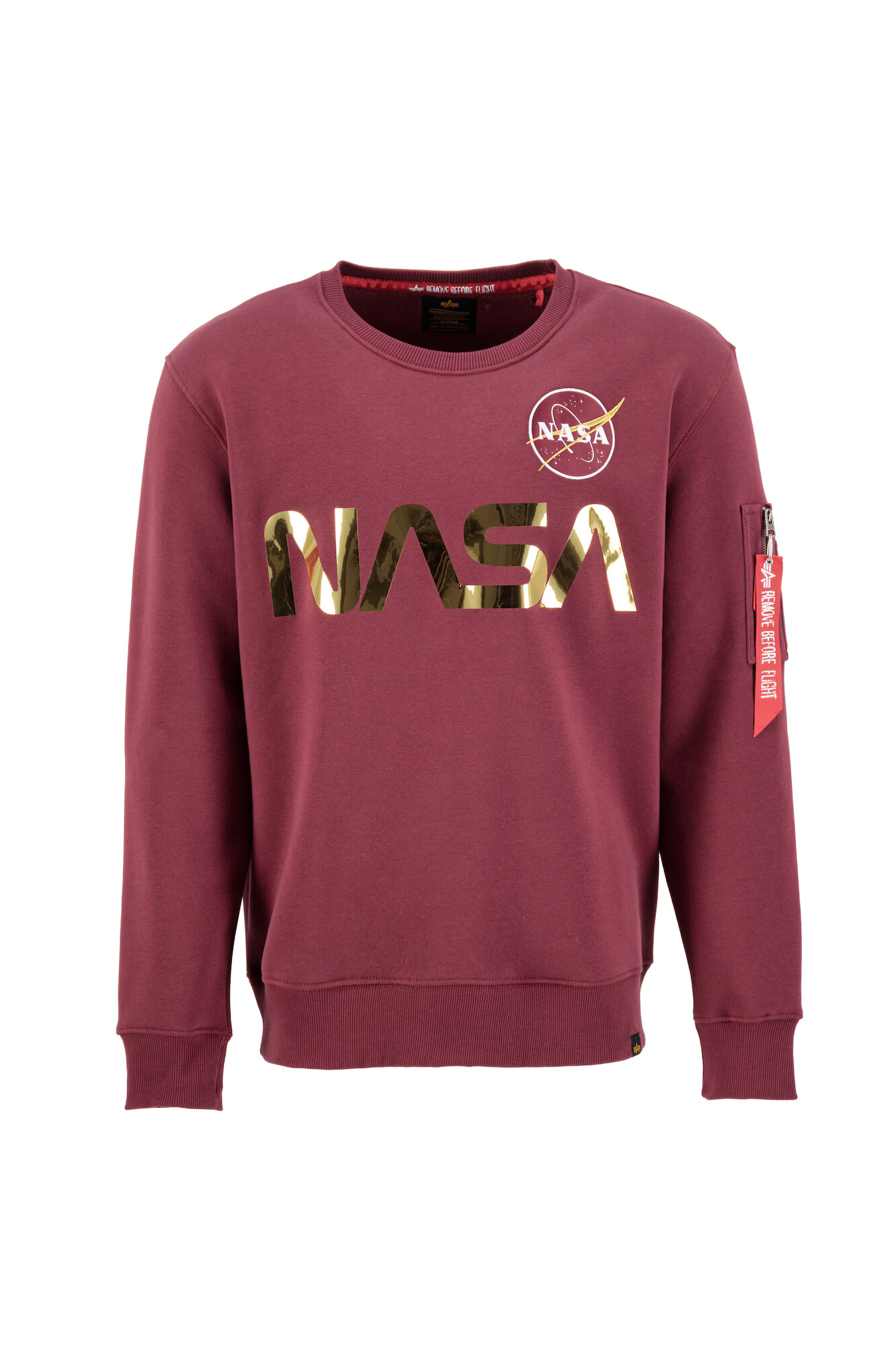 ALPHA INDUSTRIES Bluză de molton 'Nasa Reflective' auriu / roșu burgundy - Pled.ro