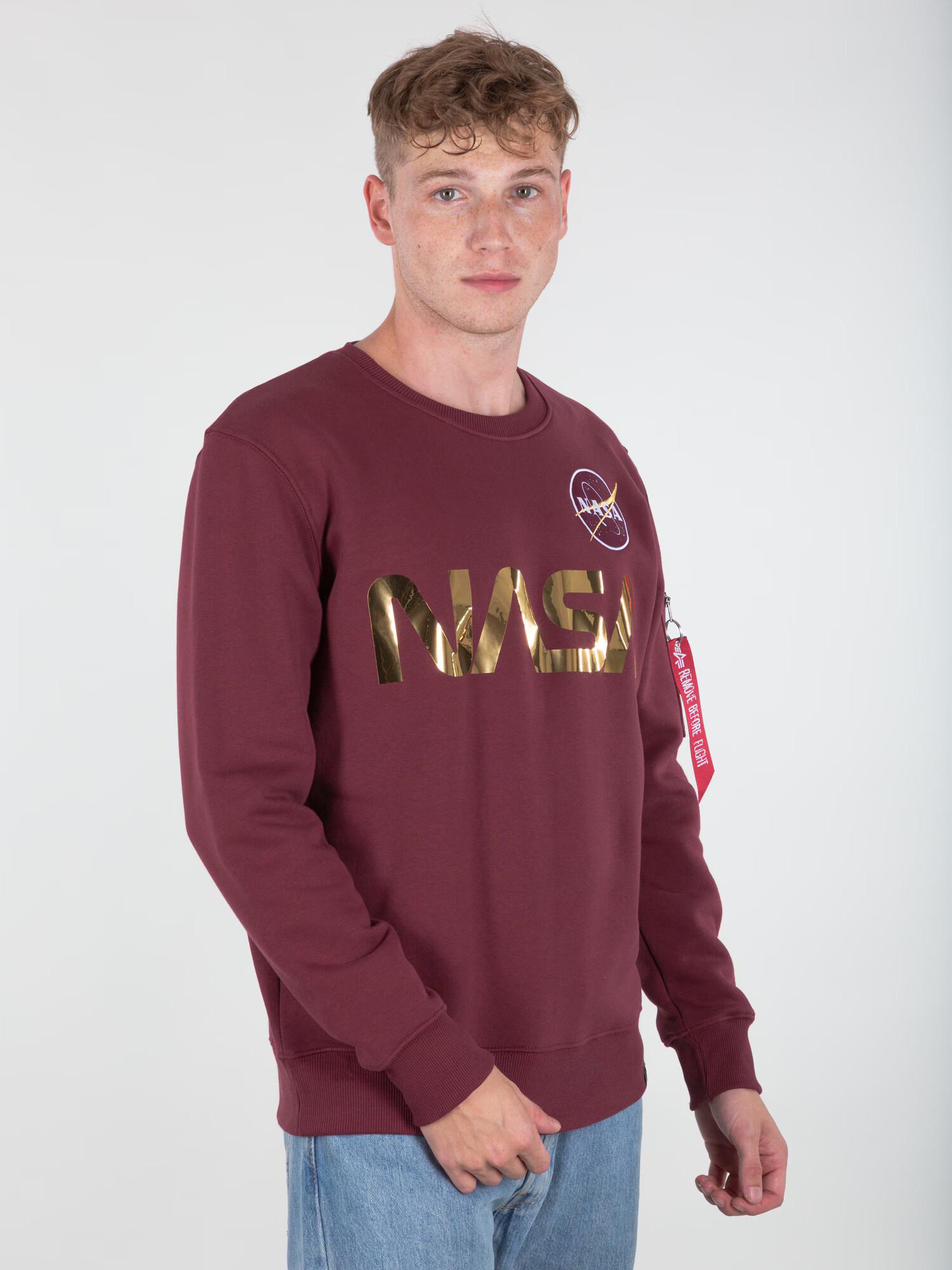 ALPHA INDUSTRIES Bluză de molton 'Nasa Reflective' auriu / roșu burgundy - Pled.ro