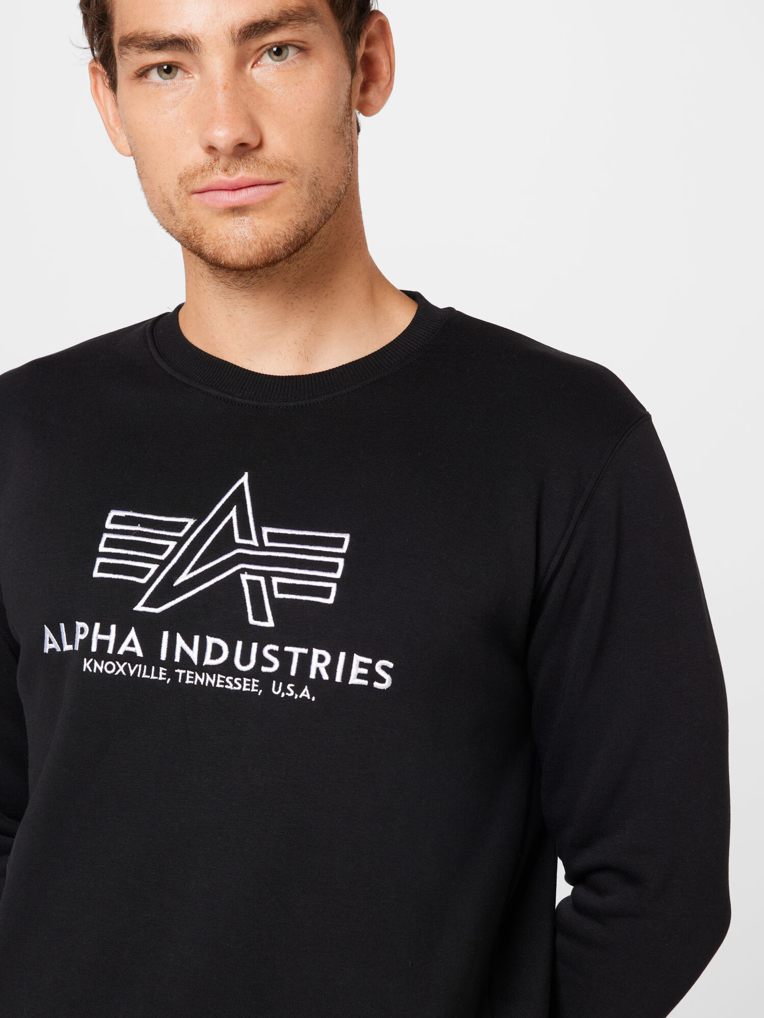 ALPHA INDUSTRIES Bluză de molton negru / alb - Pled.ro