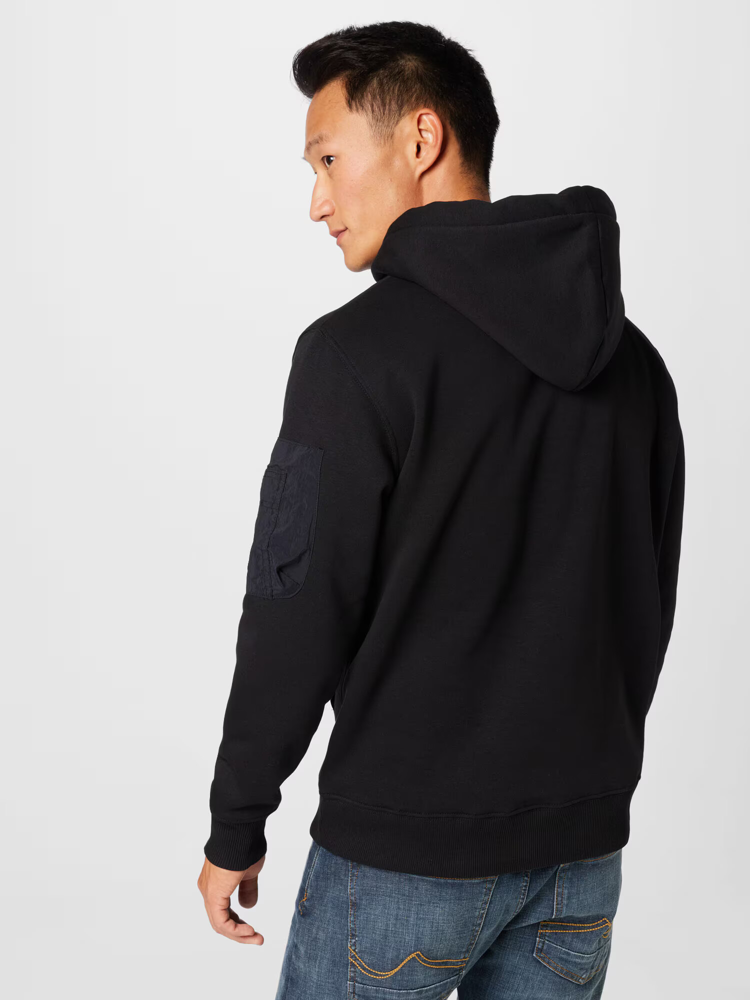 ALPHA INDUSTRIES Bluză de molton negru / alb - Pled.ro