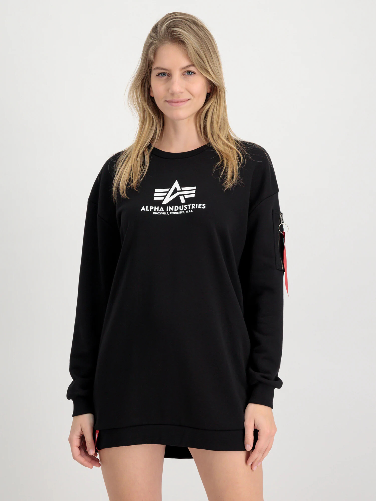 ALPHA INDUSTRIES Bluză de molton negru / alb - Pled.ro